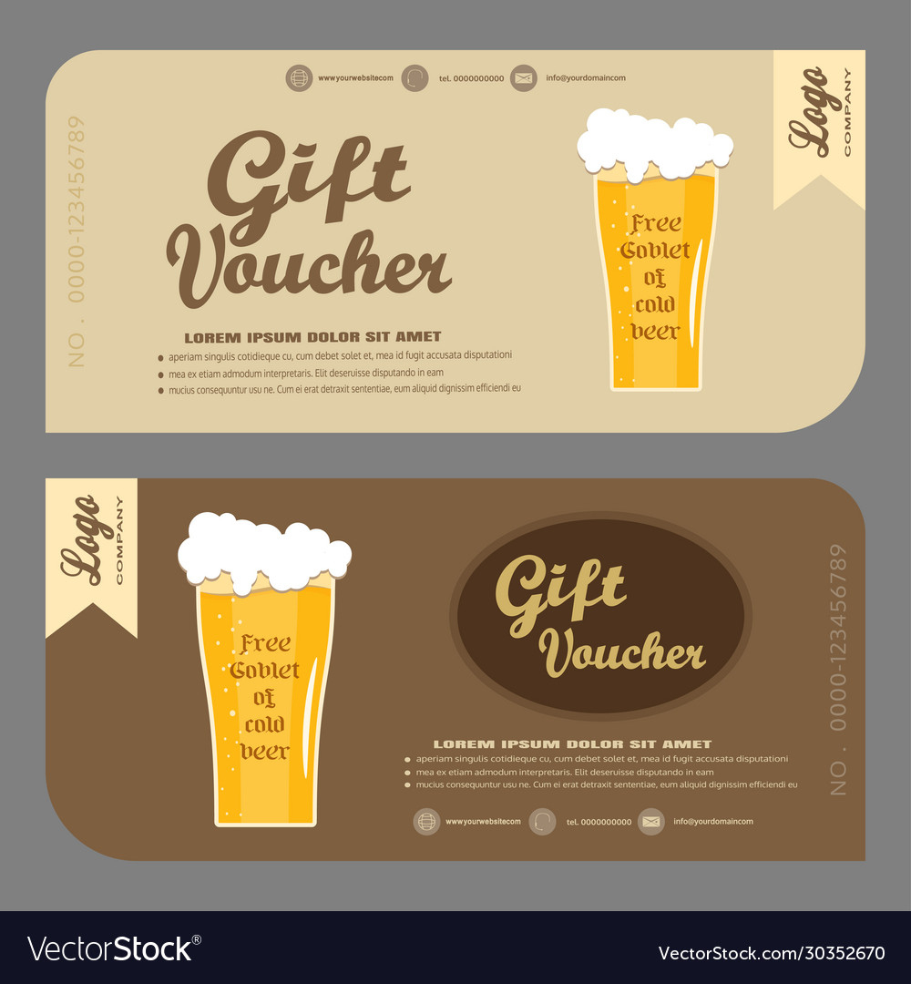 Gift Voucher With Goblet Free Beer To Increase Vector Image regarding Free Printable Beer Coupons