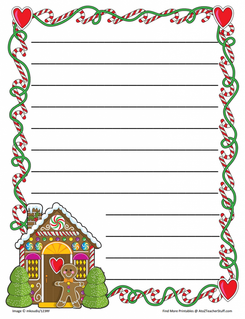 Gingerbread Printable Border Paper With And Without Lines | A To Z regarding Free Printable Border Paper