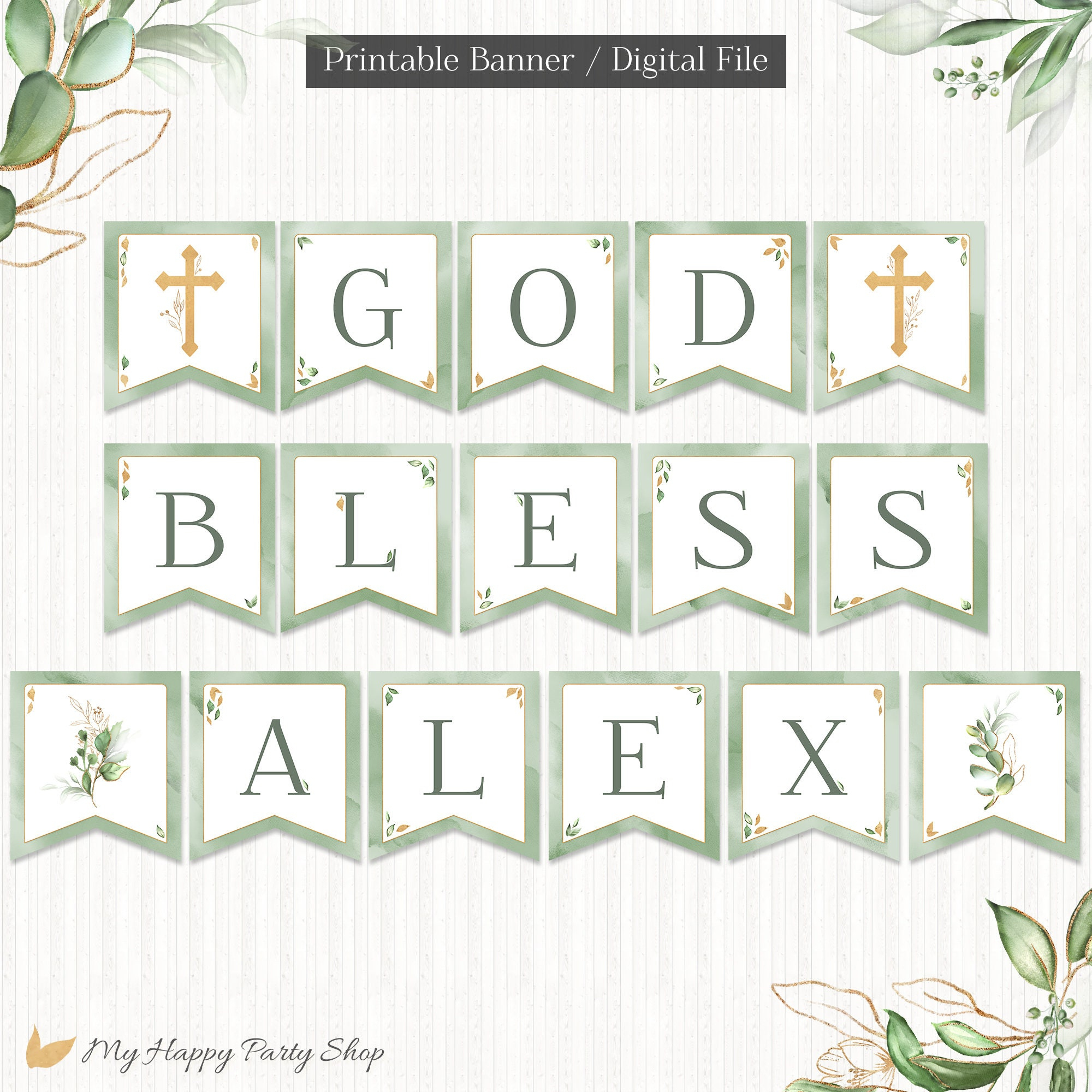 God Bless Banner, Printable, Custom Banner, Diy, Baptism Decor inside Free Printable God Bless Banner