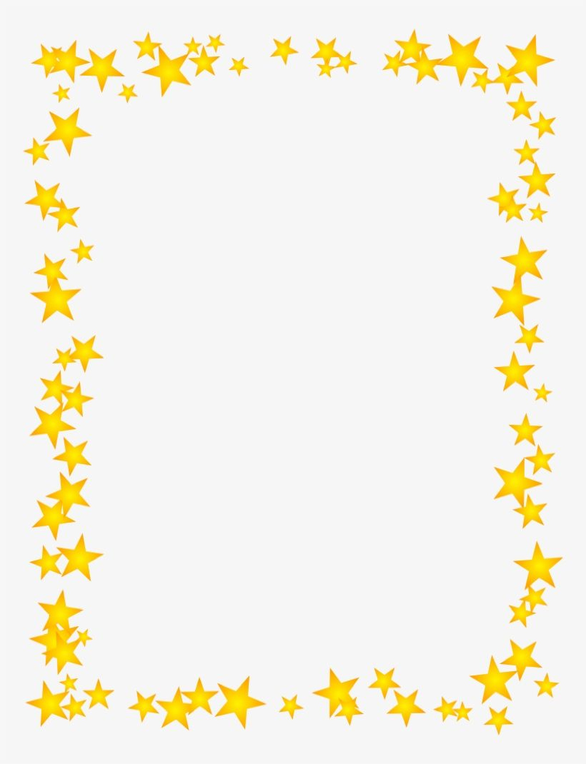 Gold Stars Scattered Border Borders For Paper, Borders - Star for Free Printable Star Border Paper