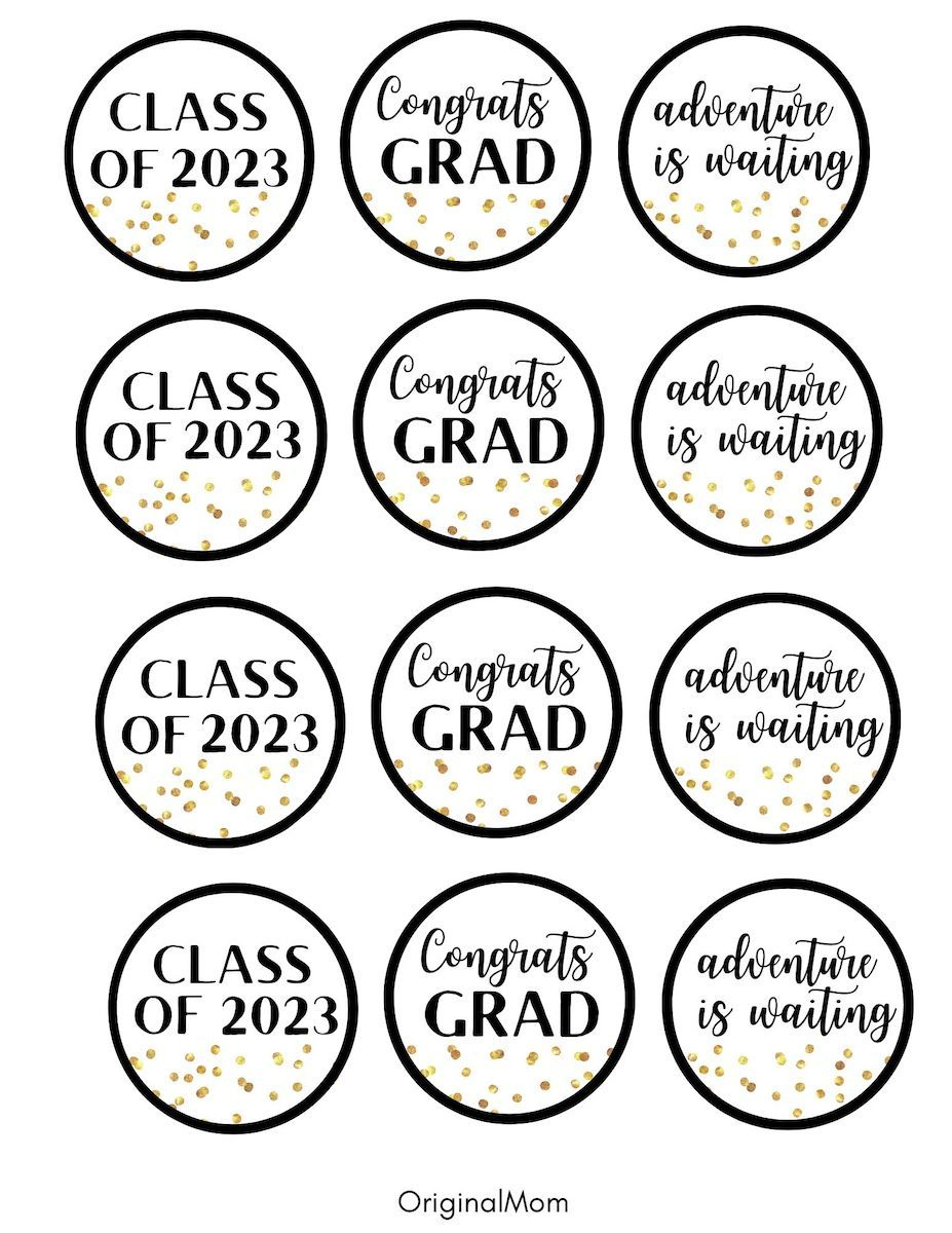 Graduation Free Printable Party Pack In Black And Gold! Cupcake with regard to Free Printable Graduation Cupcake Toppers