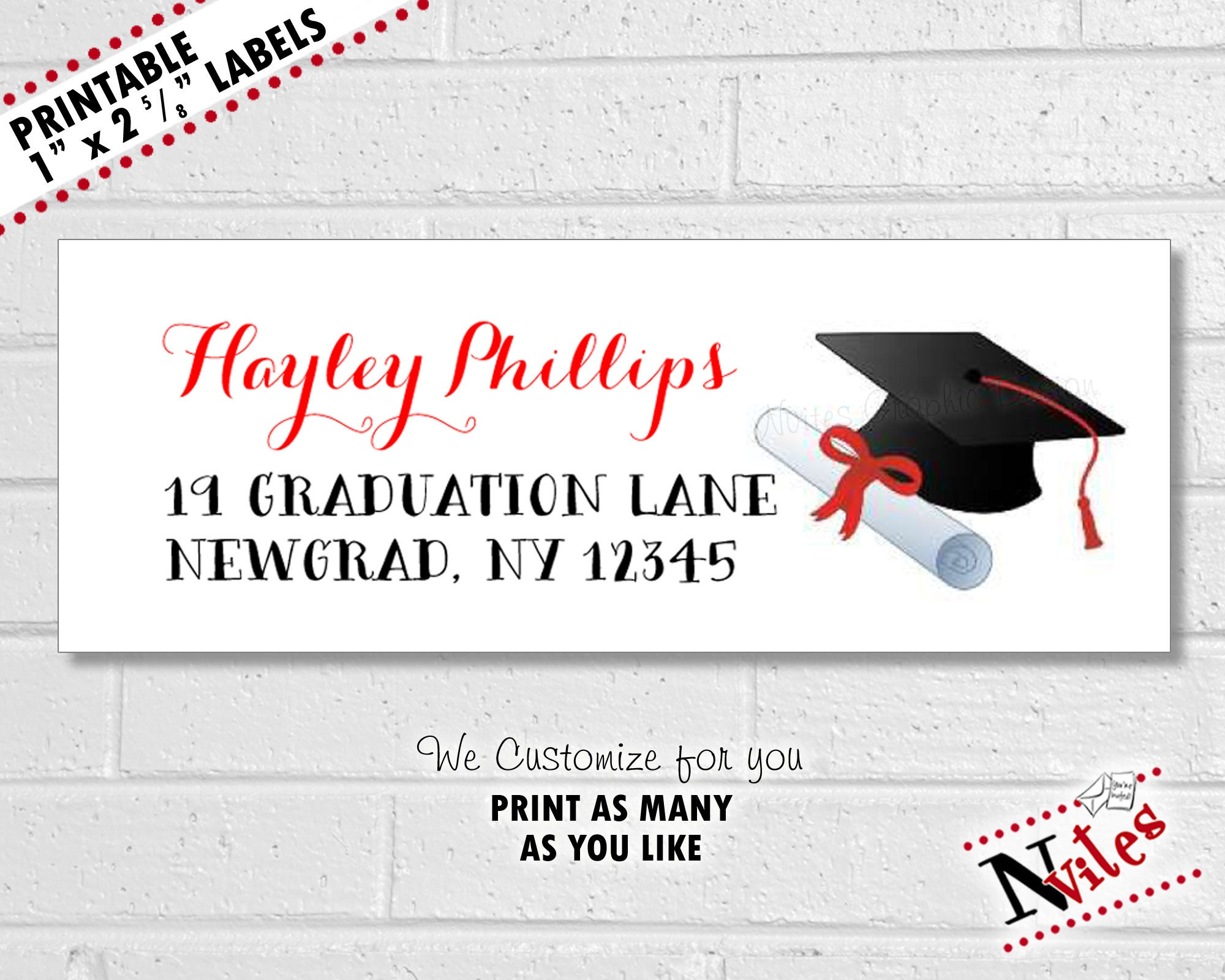 Graduation Return Address Labels, Printable 2024 Custom Graduation within Free Printable Graduation Address Labels