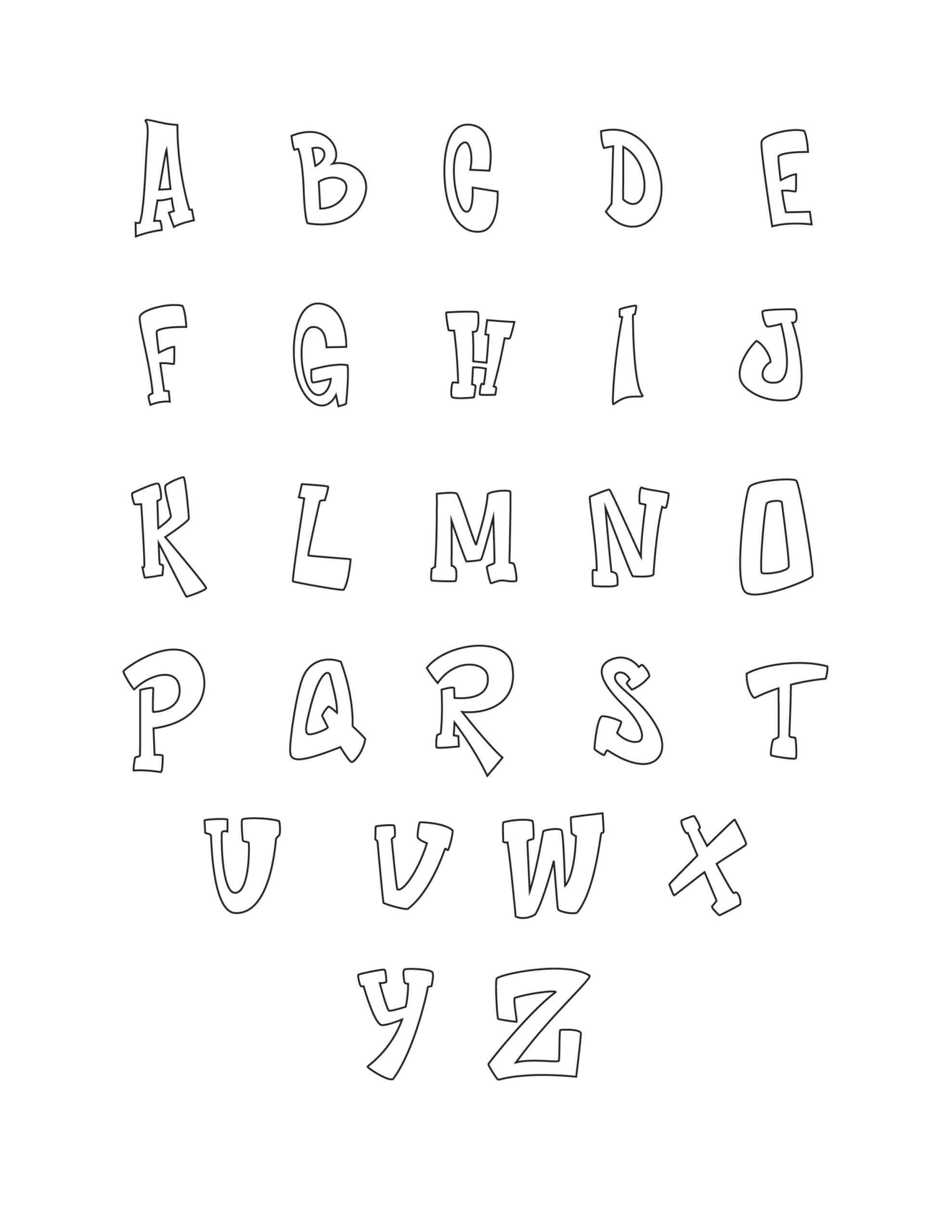 Graffiti Bubble Letters Alphabet Printable - Freebie Finding Mom within Free Printable Graffiti Letters Az