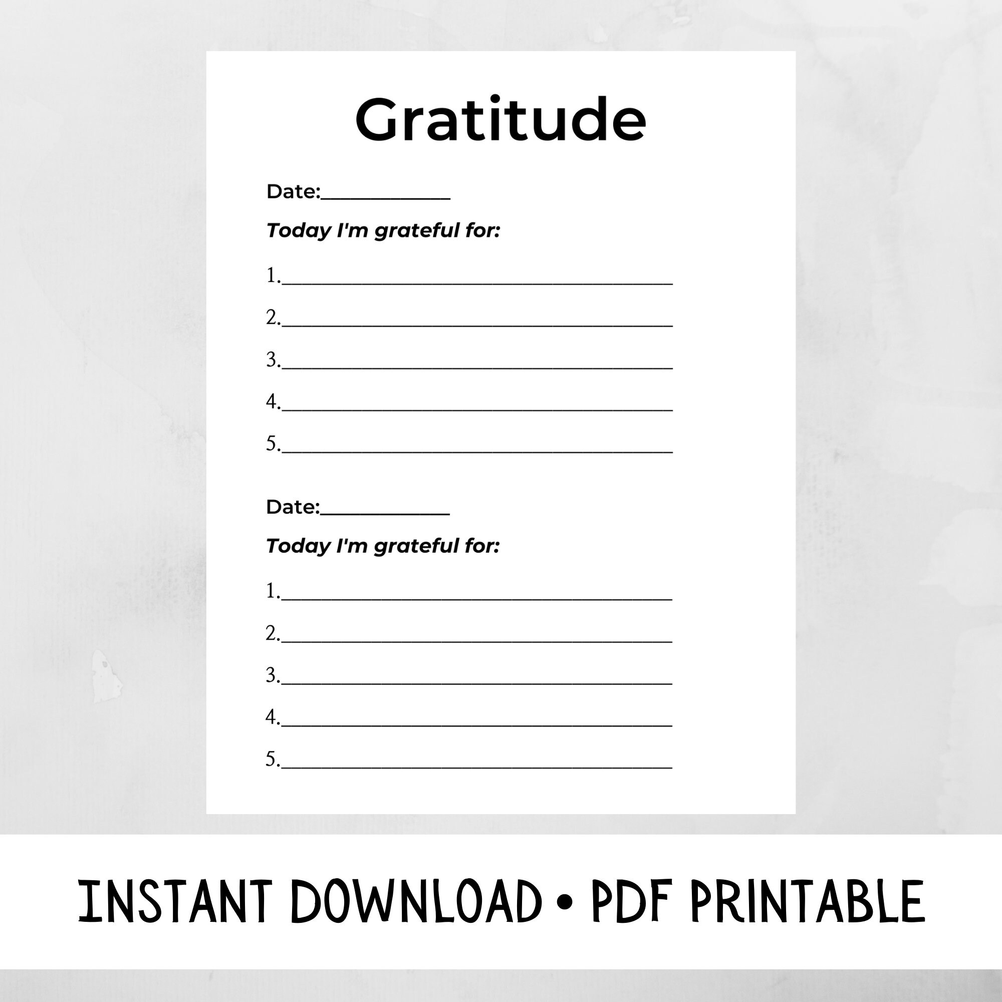 Gratitude Worksheet Simple Theme Instant Download Pdf Printable with regard to Free Printable Gratitude Worksheets