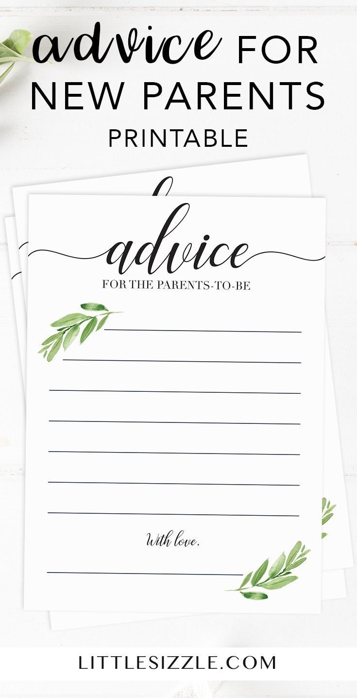 Greenery Baby Shower Advice Cards Printable &amp;amp; Virtual | Baby throughout Free Printable Advice Cards For Baby Shower Template