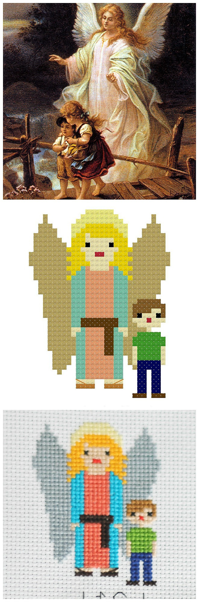 Guardian Angel Free Cross Stitch Pattern - Catholic Sprouts inside Free Printable Cross Stitch Patterns Angels