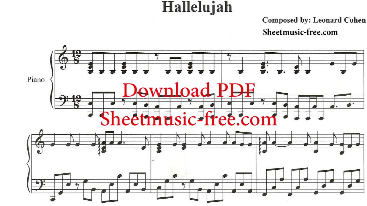 Hallelujah Piano Sheet Music Leonard Cohen inside Hallelujah Sheet Music Piano Free Printable