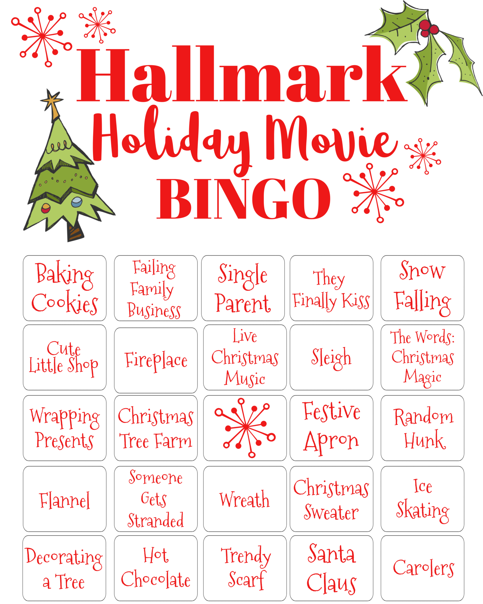 Hallmark Holiday Movie Bingo - Printable Card For Extra Fun with regard to Free Hallmark Christmas Cards Printable