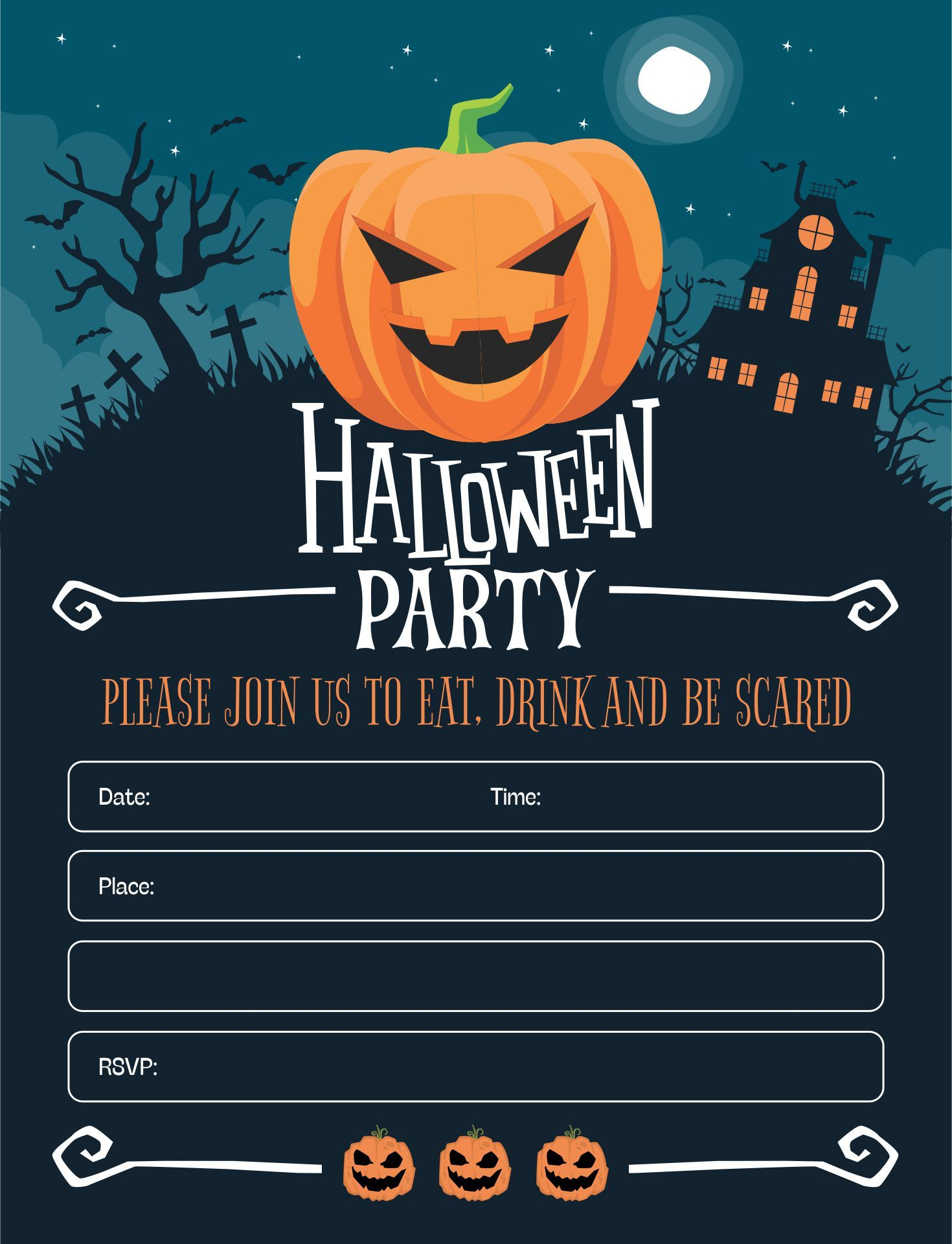 Halloween Birthday Invitations - 15 Free Pdf Printable for Free Printable Halloween Party Invitations