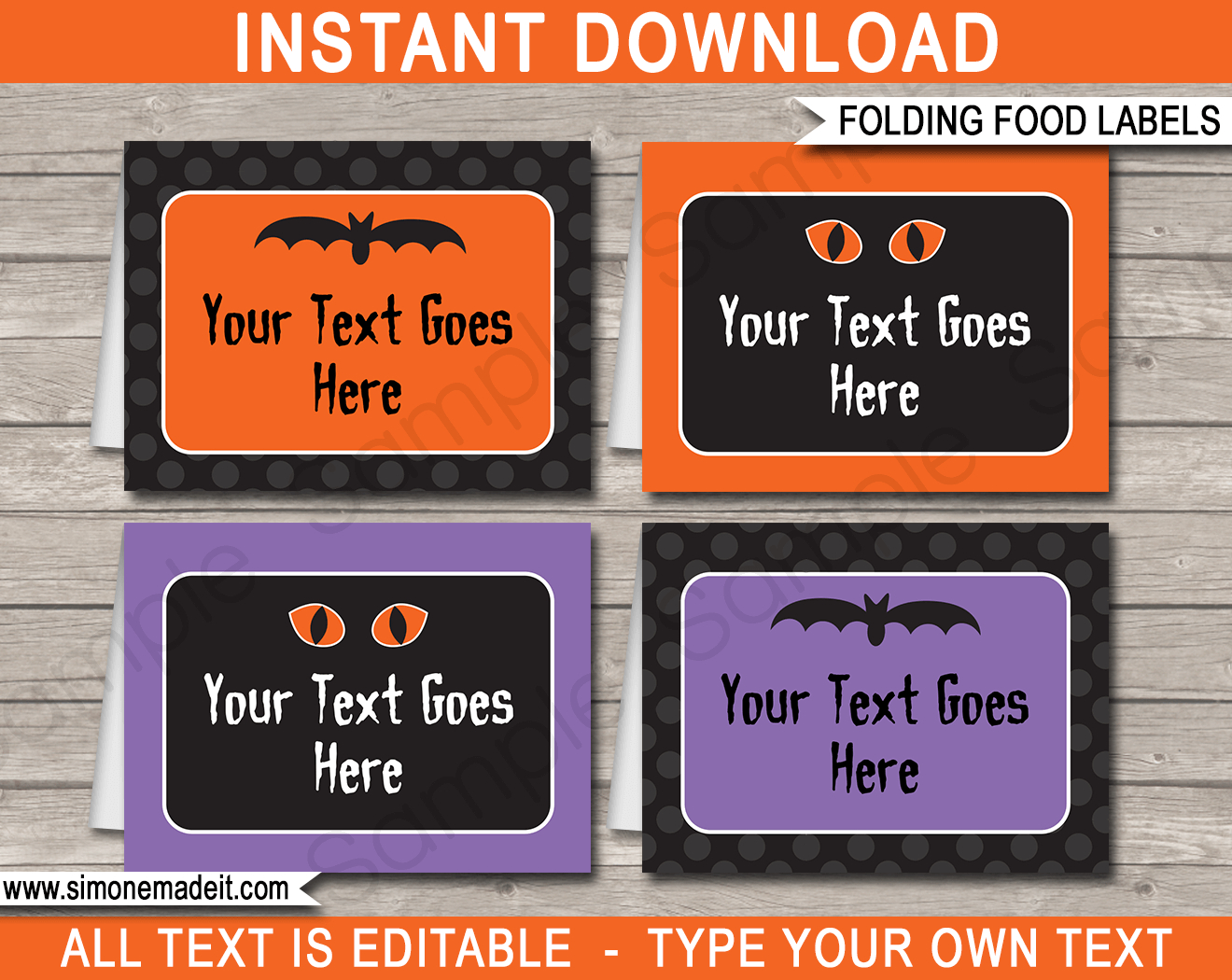 Halloween Food Labels Template with Free Printable Halloween Place Cards