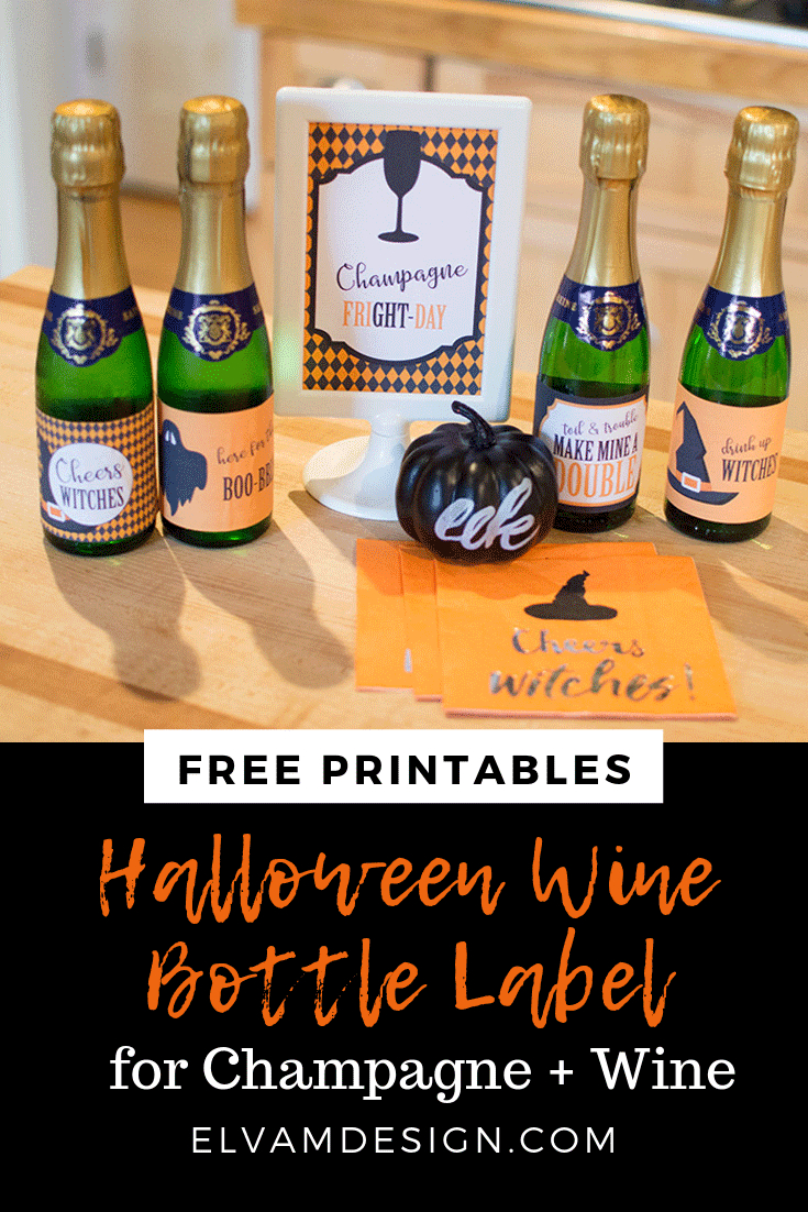 Halloween Mini Wine And Champagne Bottle Labels - Elva M Design Studio for Free Printable Mini Champagne Bottle Labels