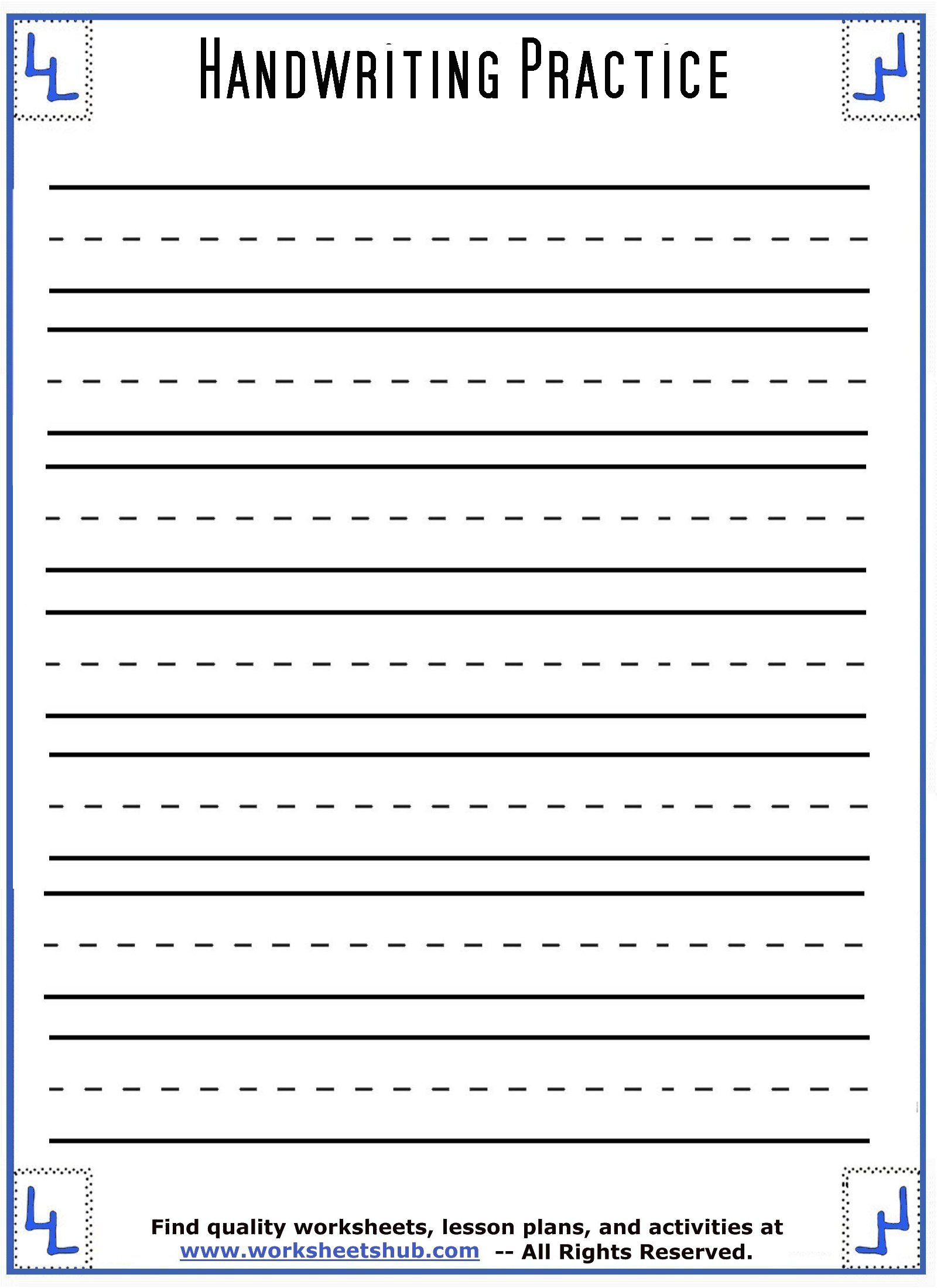 Handwriting Sheets:printable 3-Lined Paper intended for Free Printable Blank Handwriting Worksheets