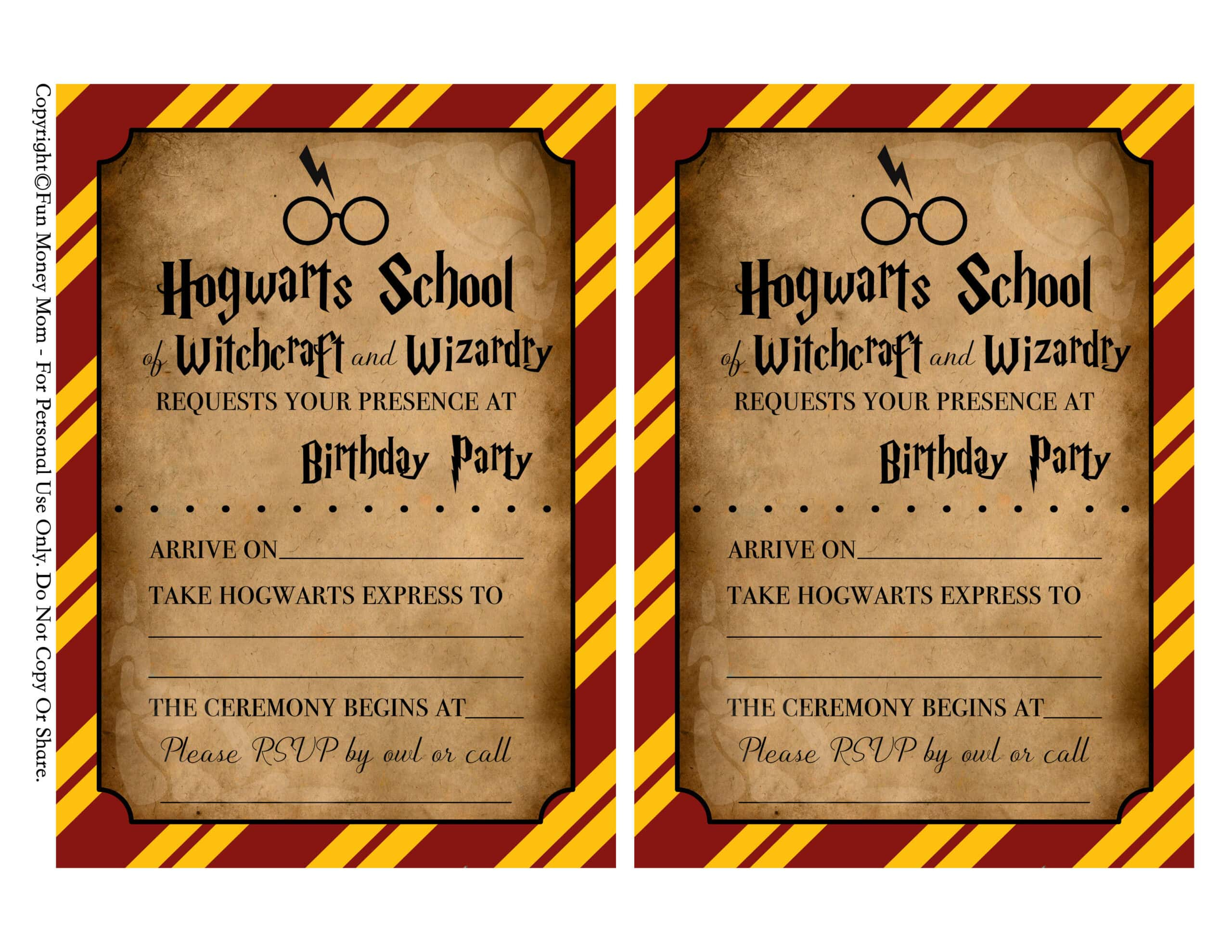 Harry Potter Invitations (Free Printables) | Fun Money Mom with Harry Potter Birthday Invitations Free Printable