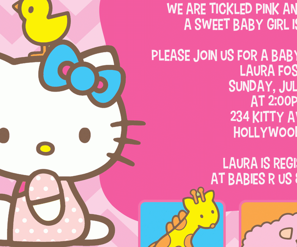 Hello Kitty Baby Shower Invitation intended for Free Printable Hello Kitty Baby Shower Invitations