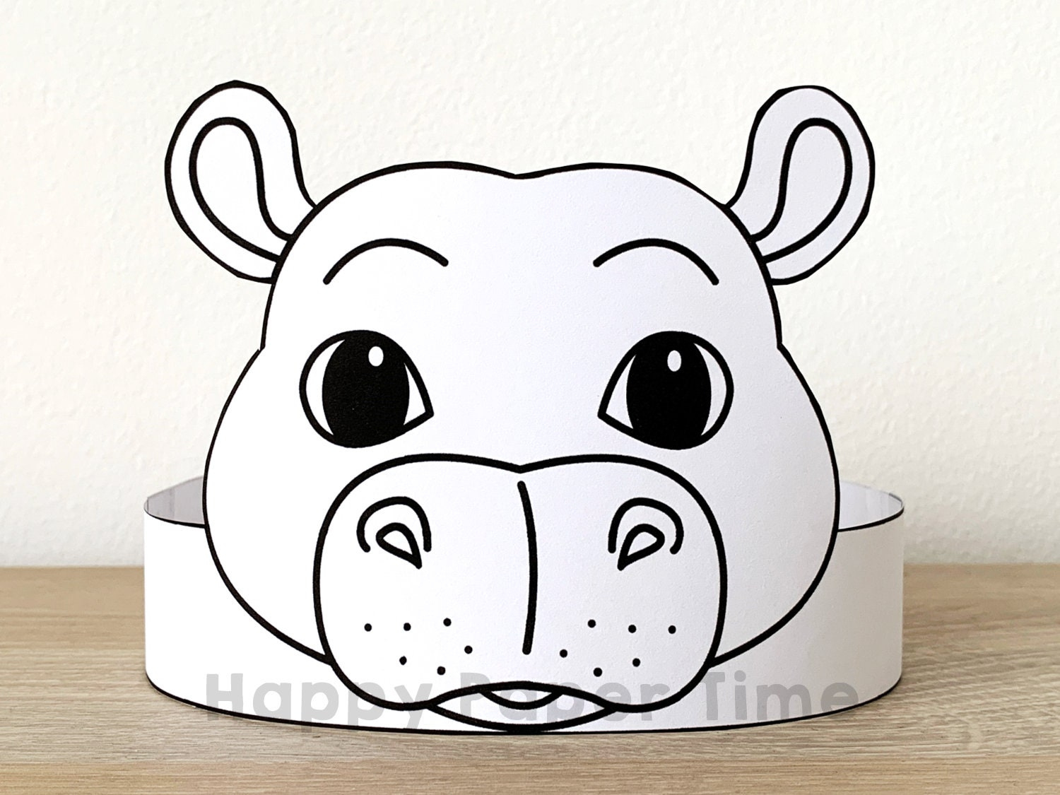 Hippo Paper Crown Party Coloring Printable Kids Craft African for Free Printable Hippo Mask