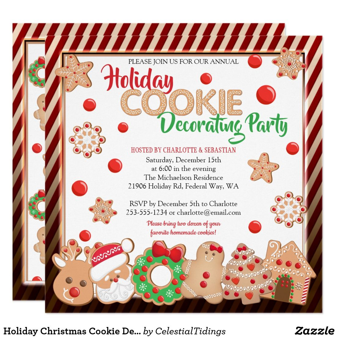 Holiday Christmas Cookie Decorating Party Invitation | Zazzle inside Free Printable Cookie Decorating Invitations