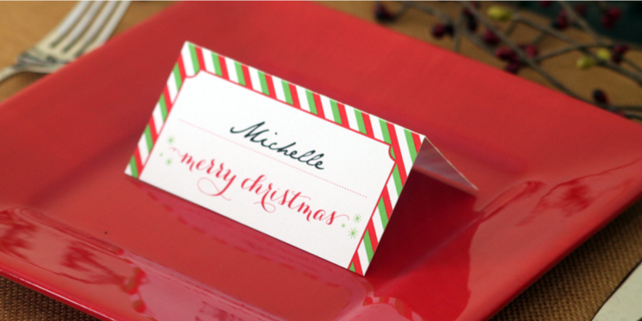 Holiday Place Card Diy Printable within Free Printable Christmas Place Name Tags