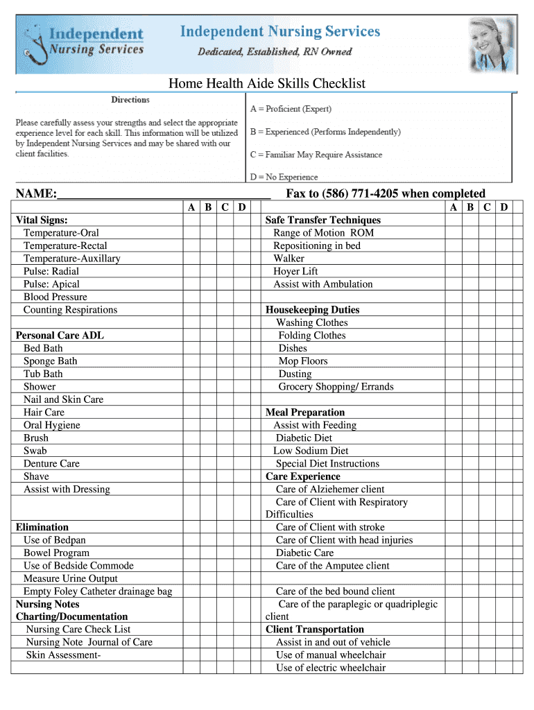 Home Health Aide Duties Checklist - Fill Online, Printable regarding Free Printable Inservices for Home Health Aides