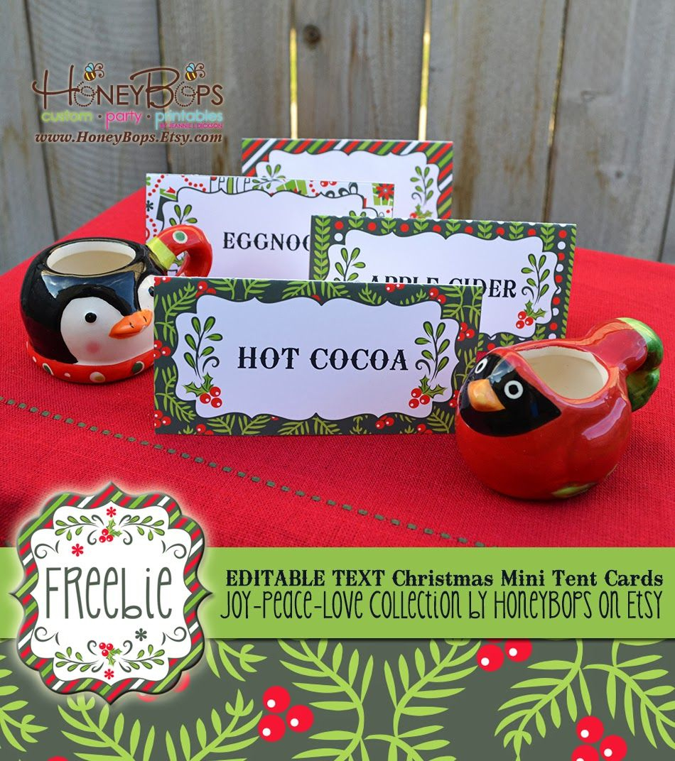 Honeybops: Christmas Freebie! Editable Text Mini Tent Cards | Free within Free Printable Christmas Tent Cards