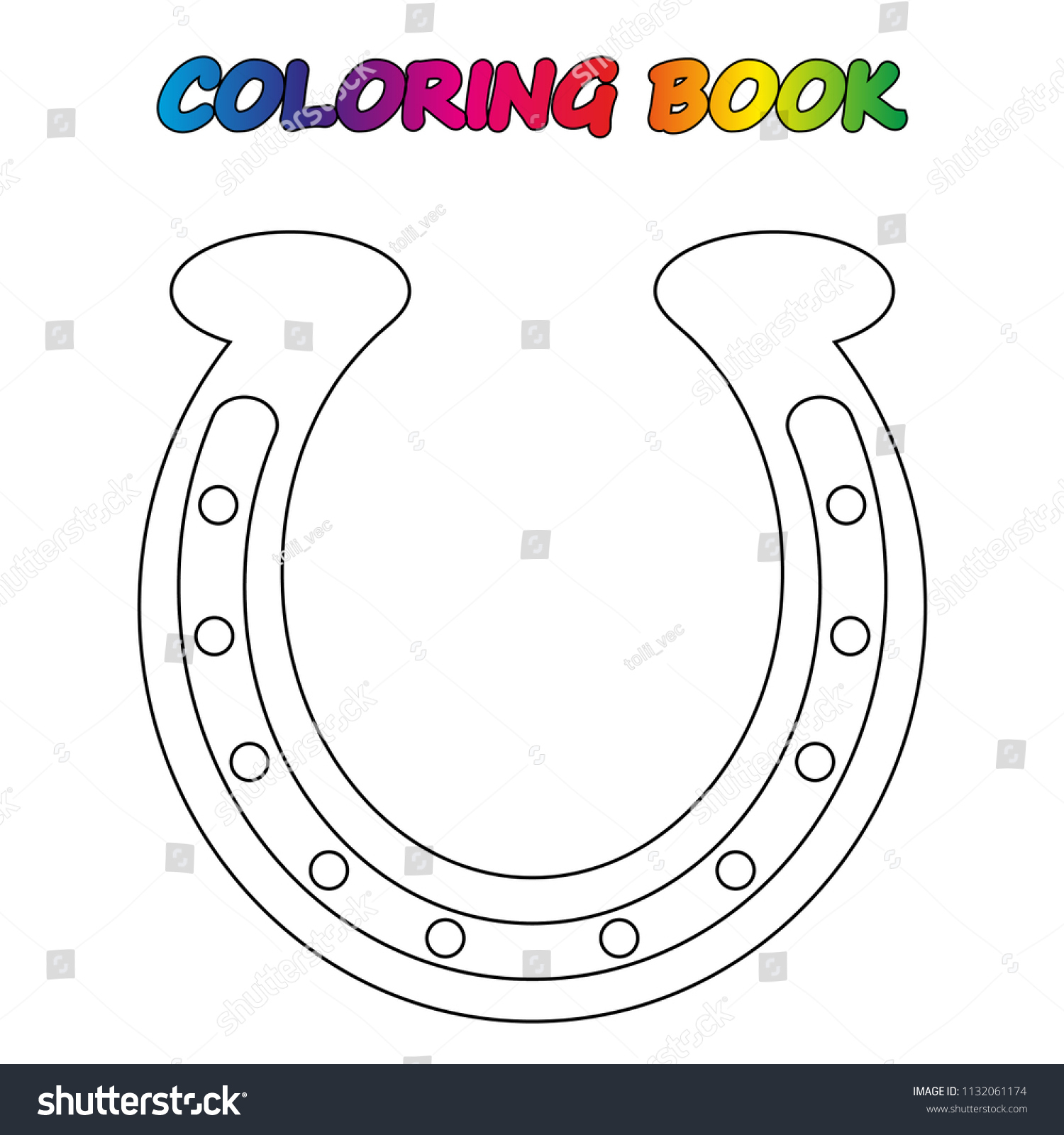 Horseshoe Coloring Book Coloring Page Educate Stock Vector with Free Printable Horseshoe Coloring Pages