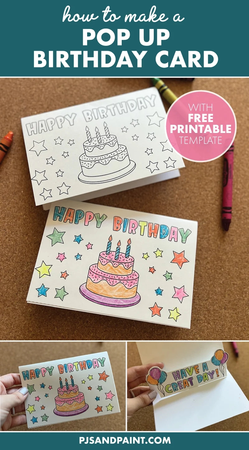 How To Make A Pop Up Birthday Card - Free Printable - Pjs And Paint for Free Printable Birthday Pop Up Card Templates