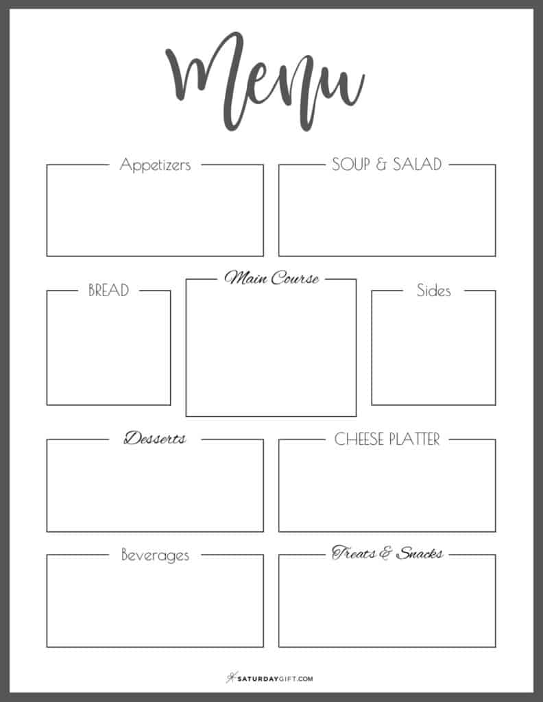 How To Plan The Menu For Your Party + Pretty Printable Menu Planner in Free Printable Menu Templates