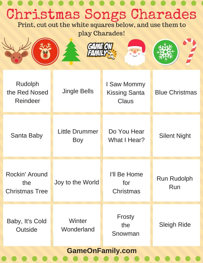 How To Play Christmas Charades: Free Printable Games! - Game On Family regarding Free Printable Christmas Charades Cards