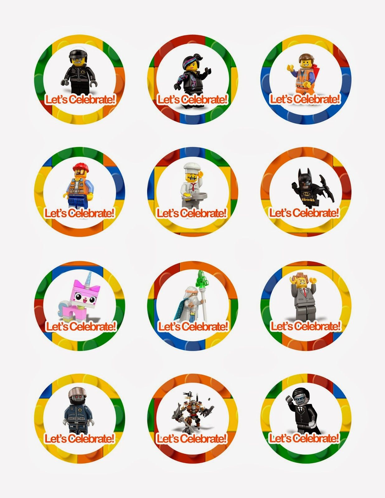 I Make I Share: Lego Movie Cupcake Toppers | Movie Cupcakes for Free Printable Lego Cupcake Toppers