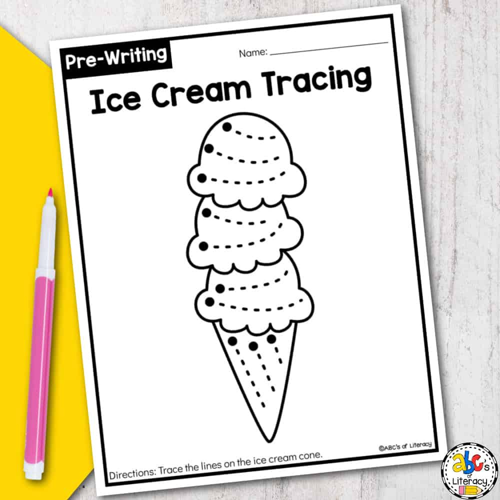 Ice Cream Tracing Worksheets inside Free Printable Ice Cream Worksheets