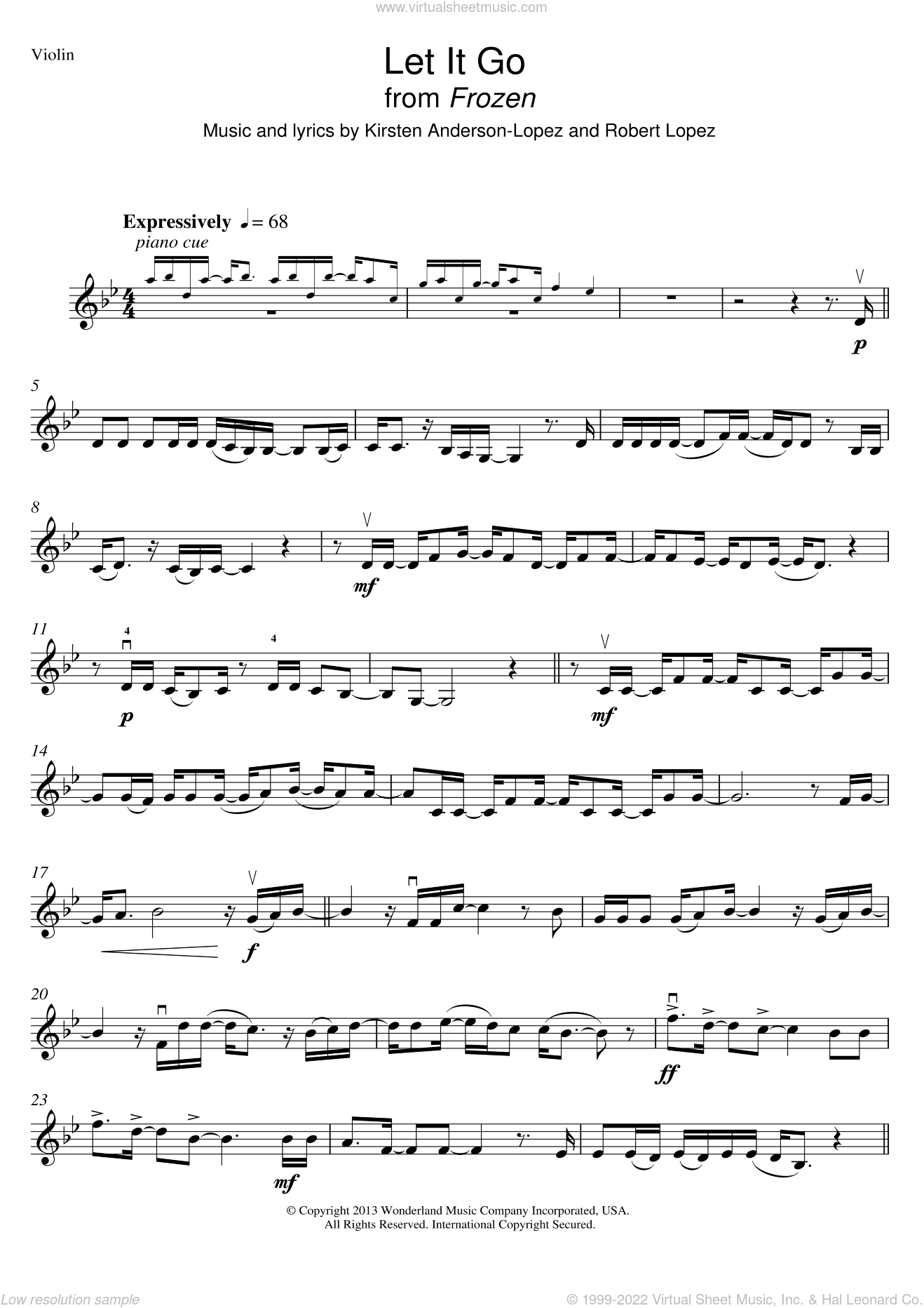 Idina Menzel: Let It Go (From Frozen) Sheet Music For Violin Solo for Let It Go Violin Sheet Music Free Printable