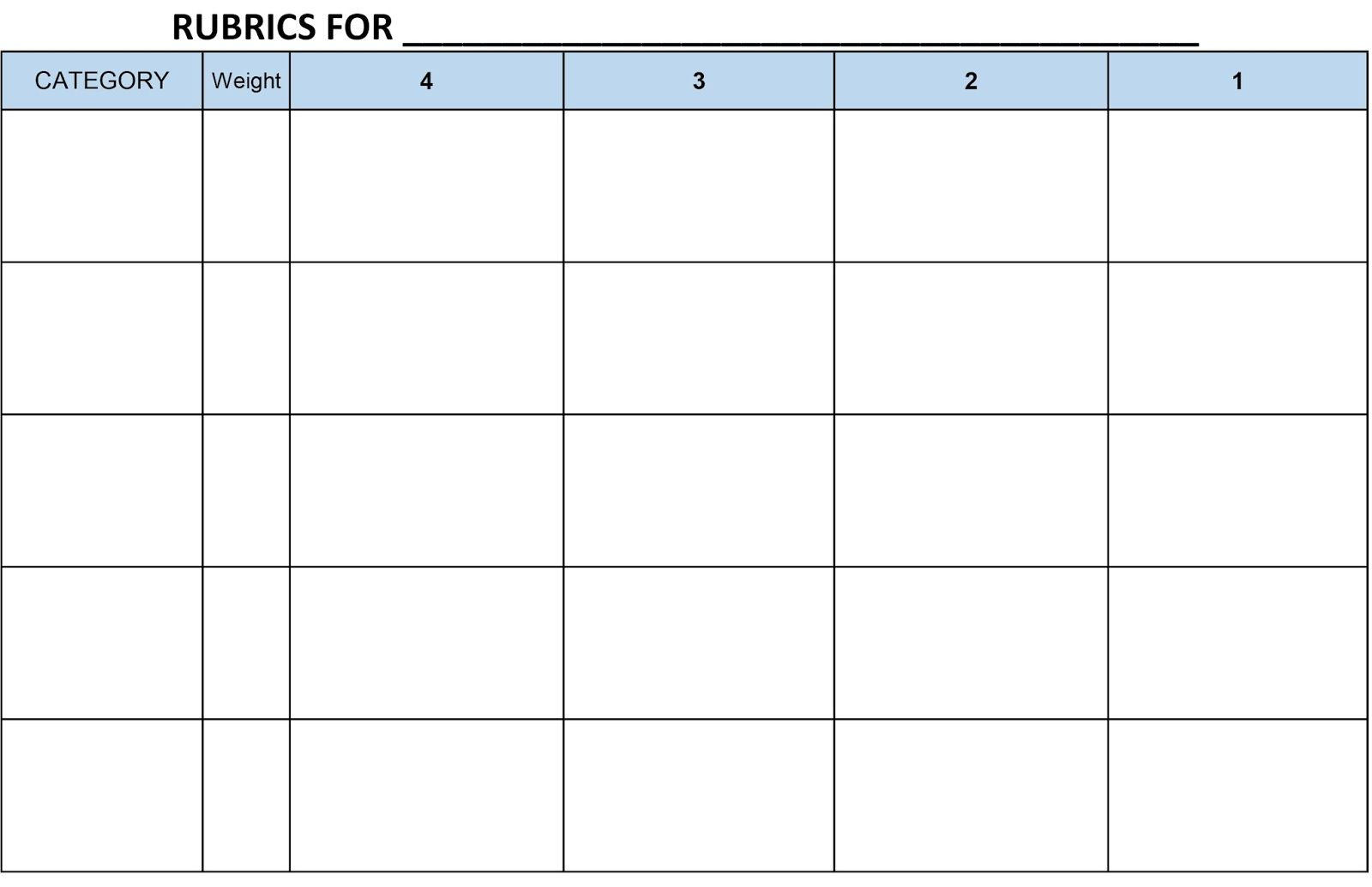 Image Result For Blank Rubric Template Editable | Rubric Template with Free Printable Blank Rubrics