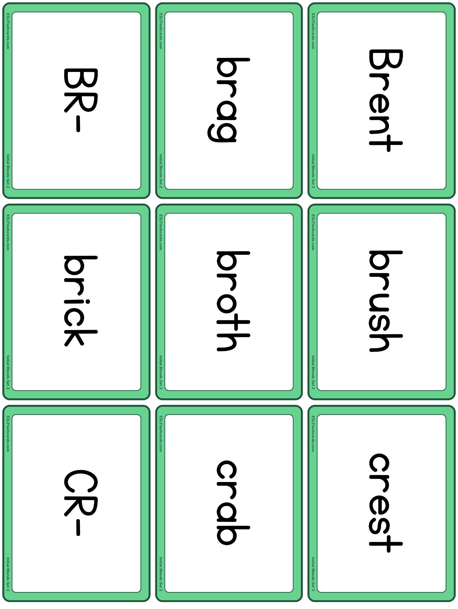 Initial Consonant Blends – Esl Flashcards regarding Free Printable Blending Cards