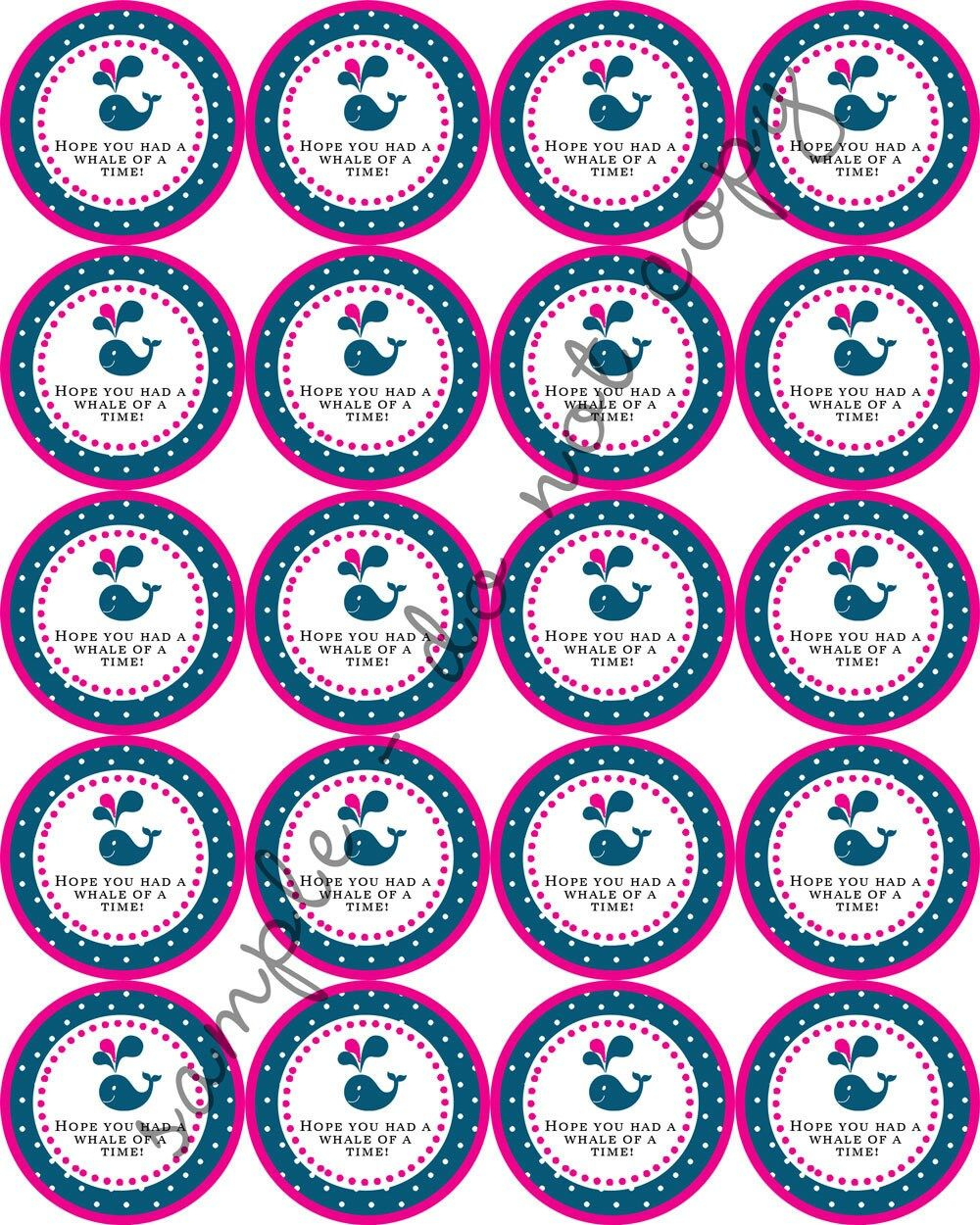 Instant Download / Pink Whale Theme Party 2 Printable Party intended for Free Printable Whale Cupcake Toppers