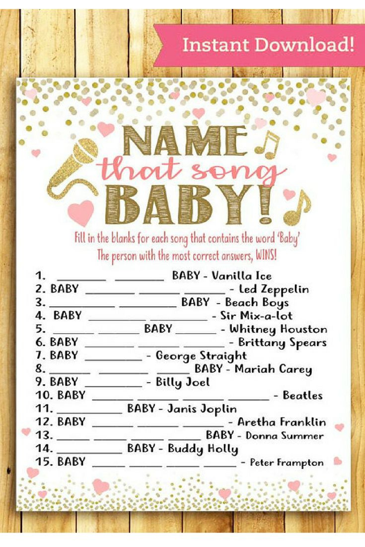 Instant Download Printable Baby Shower Game - Name That Song Baby regarding Name That Tune Baby Shower Game Free Printable