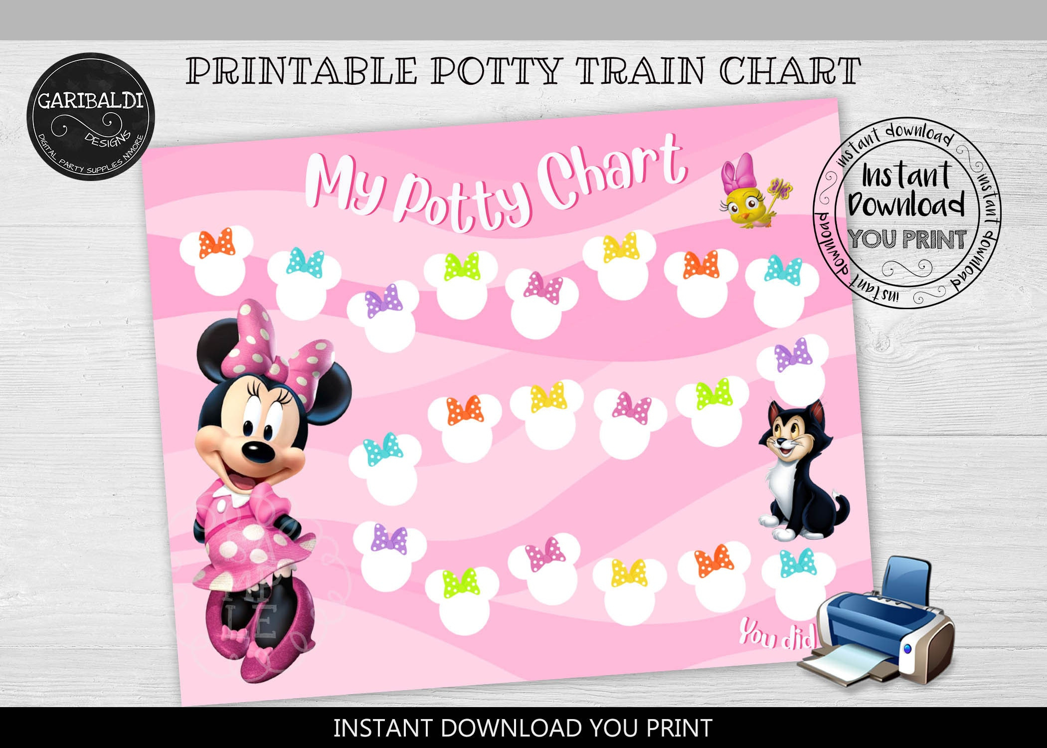 Instant Download Reward Chart Printable Chart Minnie Chart Potty intended for Free Printable Minnie Mouse Potty Training Chart