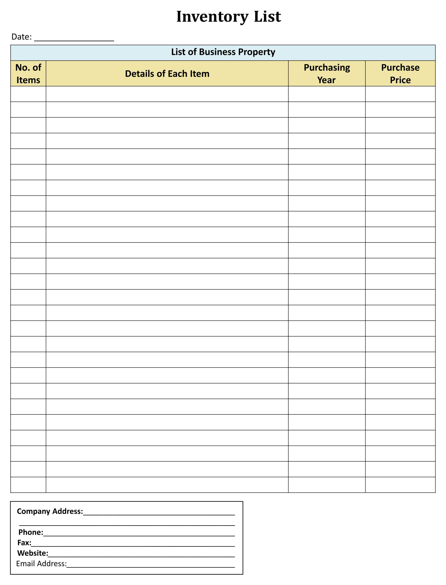 Inventory Sheet Free in Free Printable Inventory Sheets Business