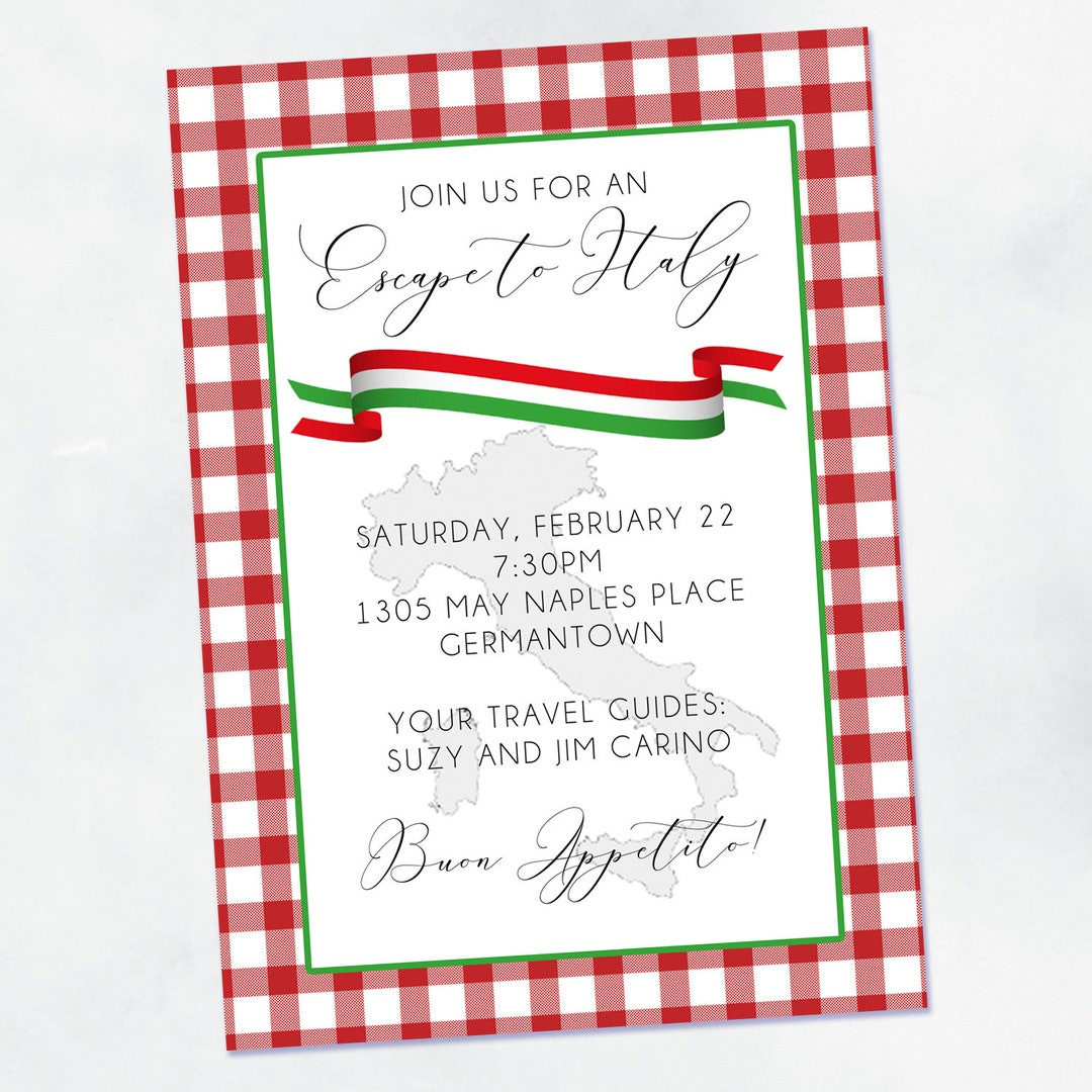 Italian Dinner Party Invitation Printable Invite Or Printed Cards. Spaghetti Lasagna Italian Food Birthday Rehearsal Dinner - Etsy regarding Free Printable Italian Party Invitations