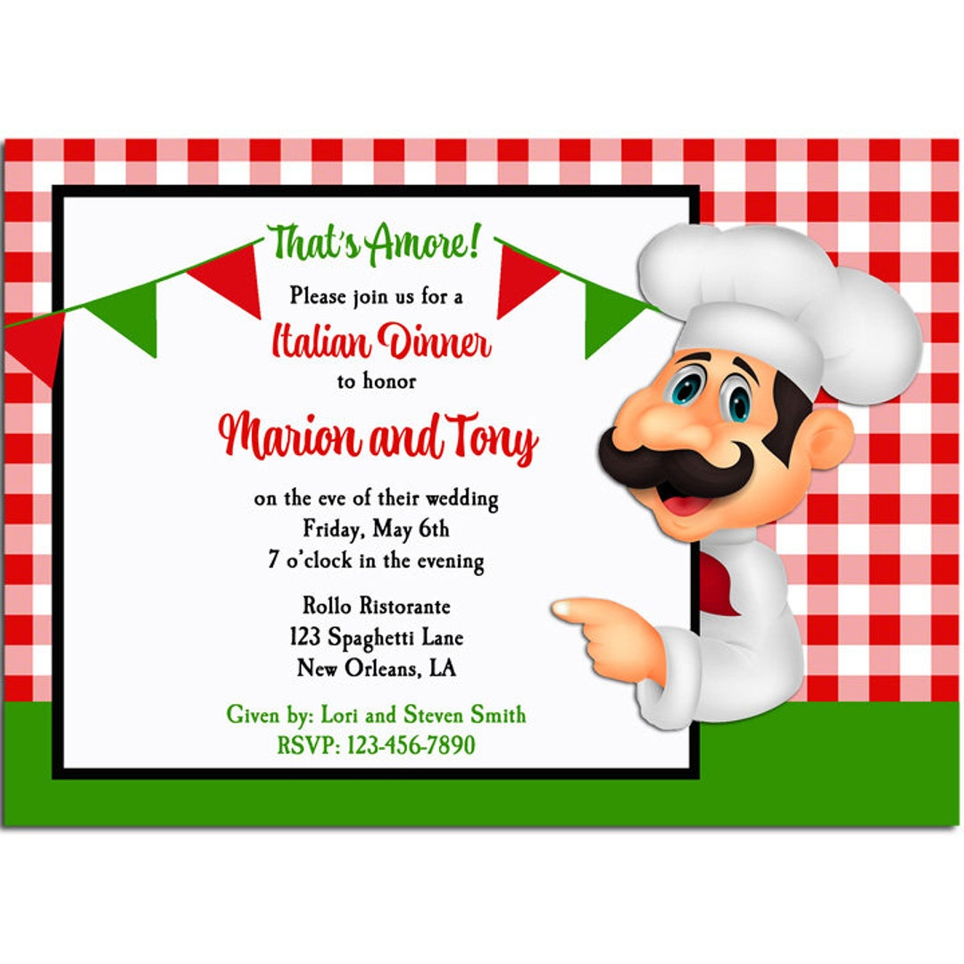 Italian Party Invitation Printable Or Printed With Free Shipping Pizza Pasta Italian Rehearsal Dinner Party Italian Waiter Collection - Etsy.de intended for Free Printable Italian Dinner Invitations