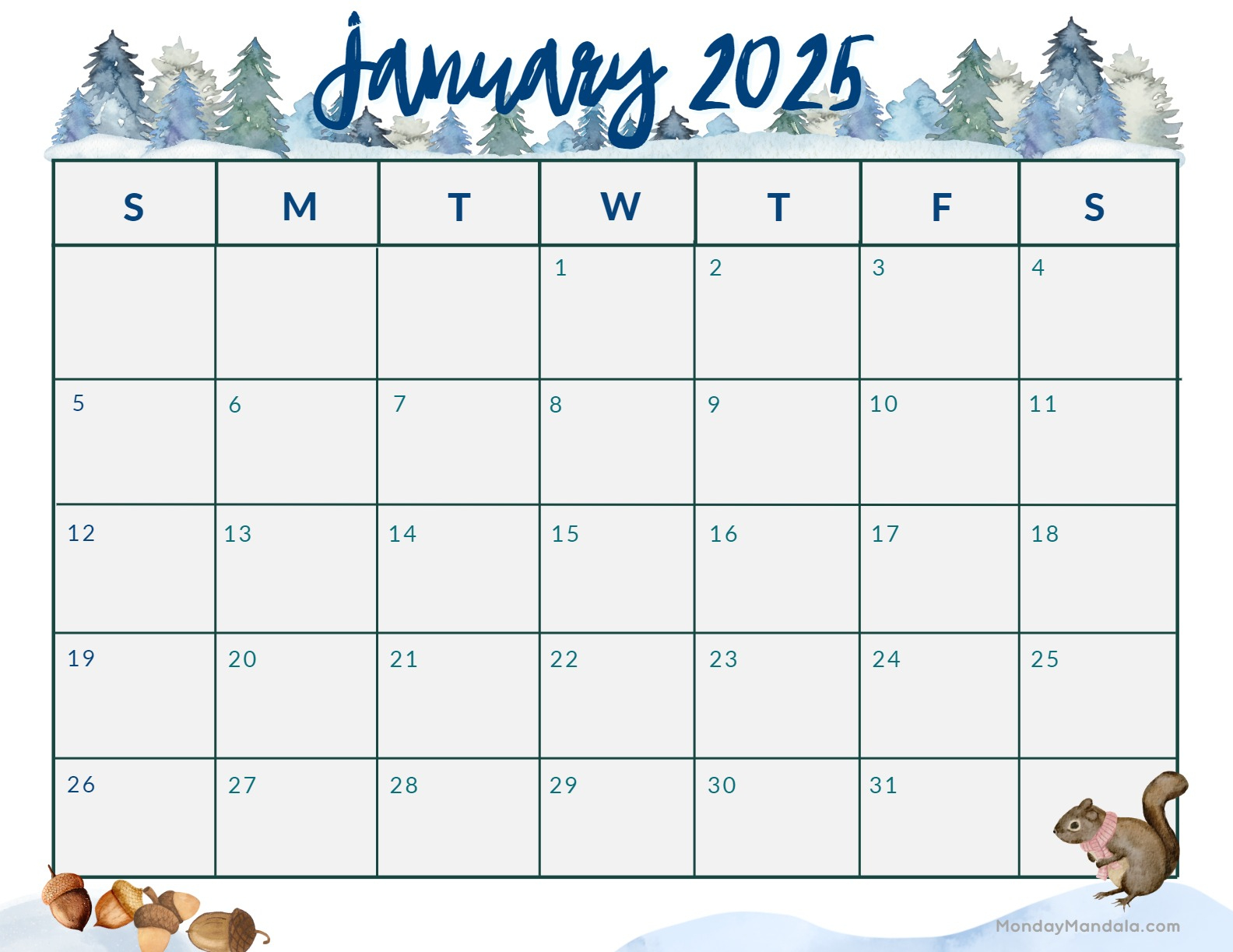 January 2025 Calendar (52 Free Pdf Printables) intended for Free Cute Printable Planner 2025