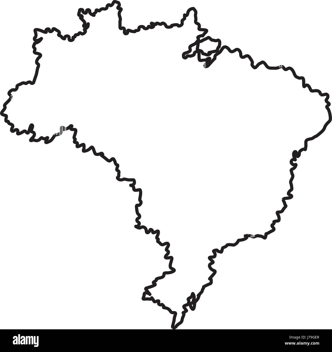 Karte Von Brasilien Wahrzeichen Geographie Bild Stock-Vektorgrafik intended for Free Printable Map Of Brazil