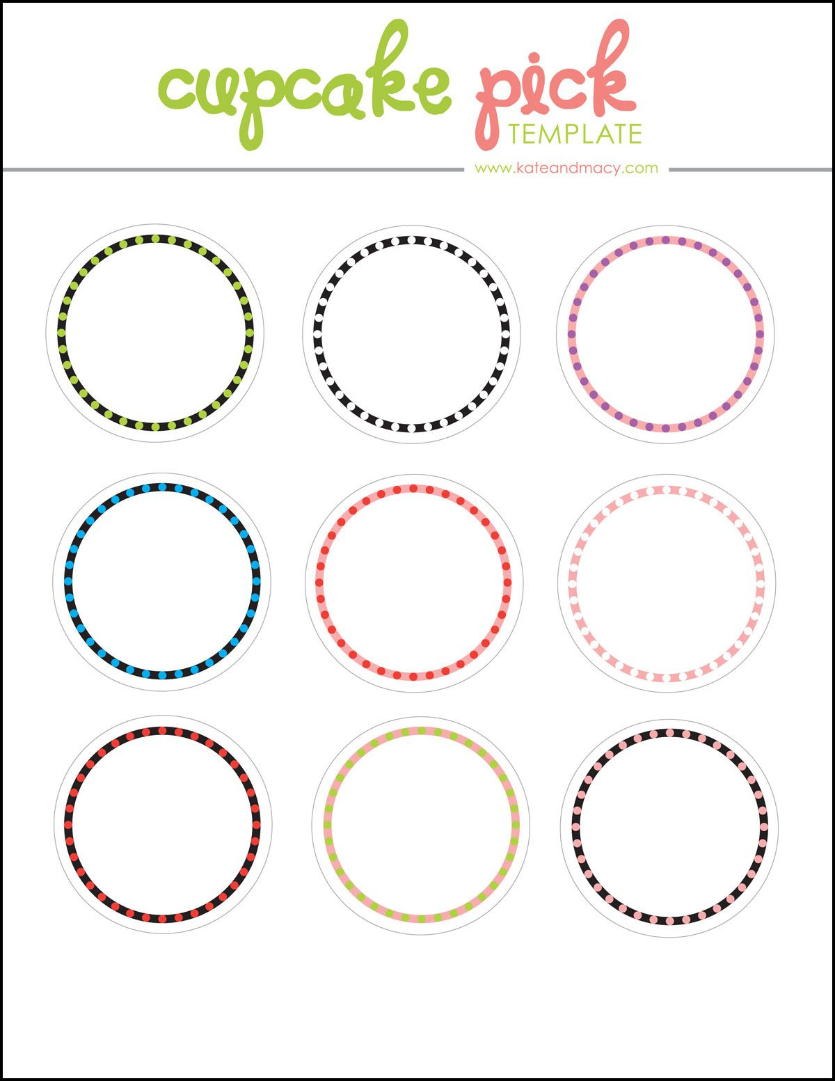 Kate&amp;amp;Macy: Free Digital Cupcake Pick Topper Template | Cupcake for Cupcake Topper Templates Free Printable