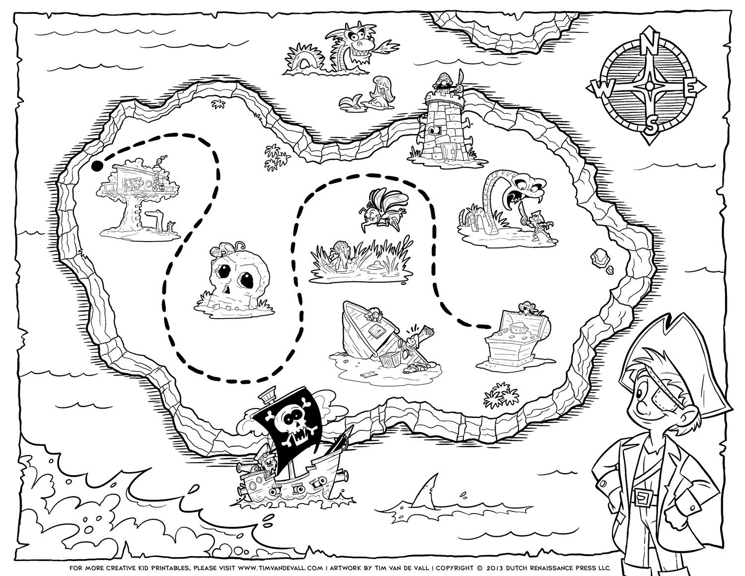 Kleurplaat | Карты Пиратского Клада, Карта Сокровищ, Раскраски inside Free Printable Pirate Maps