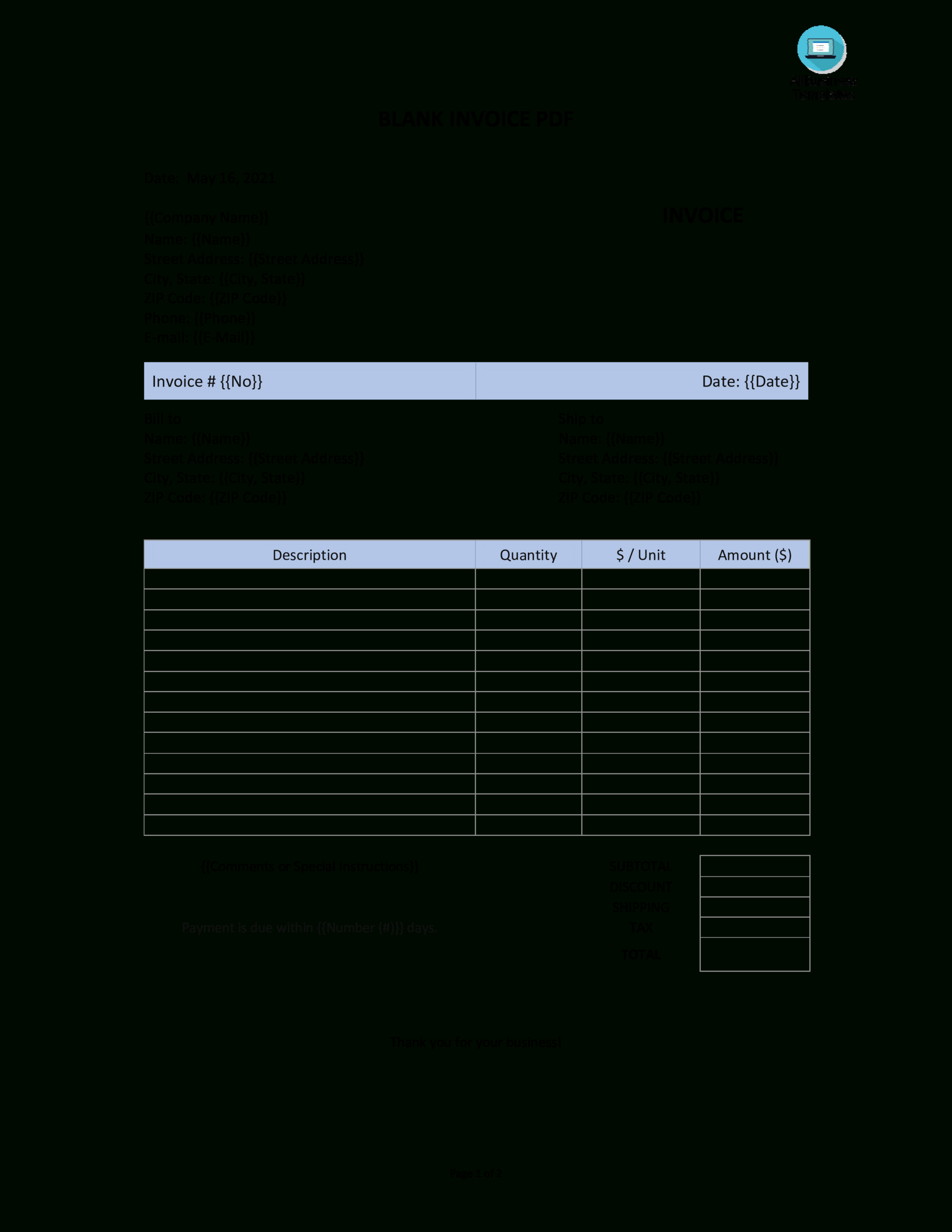 Kostenloses Blank Invoice Pdf for Aynax Com Free Printable Invoice