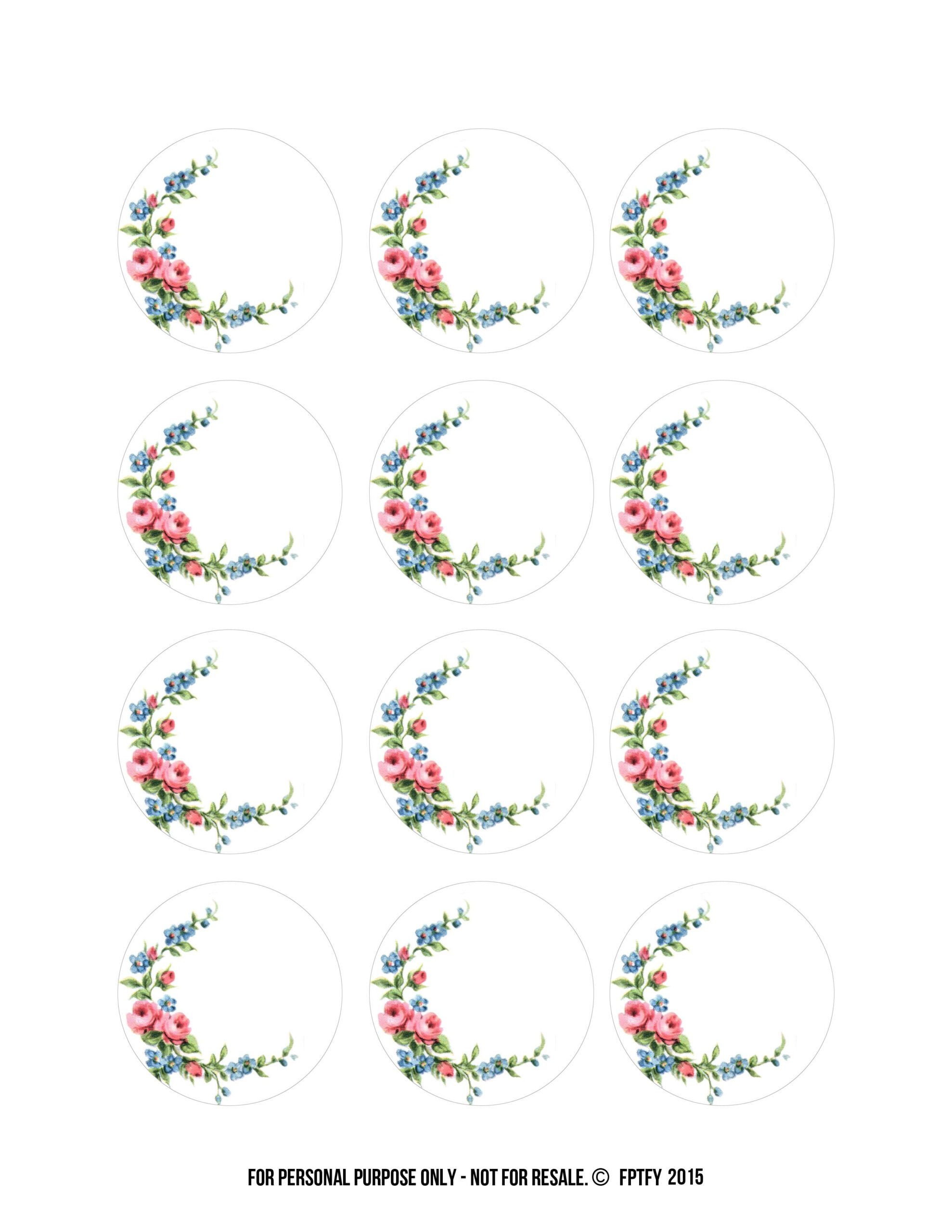 Labels: Free 2 Inch Floral Shabby Circles | Circle Labels, Label with Free Printable Floral Labels