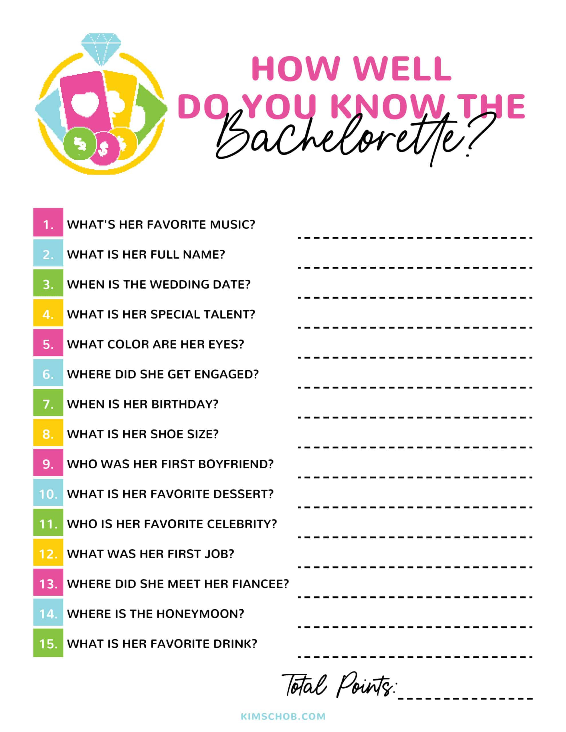 Las Vegas Themed Bachelorette Party Games - Kim Schob with regard to Free Printable Bachelorette Party Games