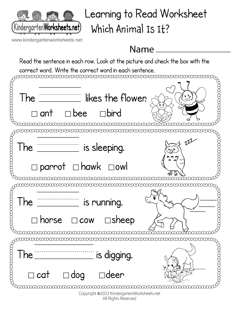 Learning To Read Worksheet - Free Printable, Digital, &amp;amp; Pdf with Free Printable English Reading Worksheets for Kindergarten