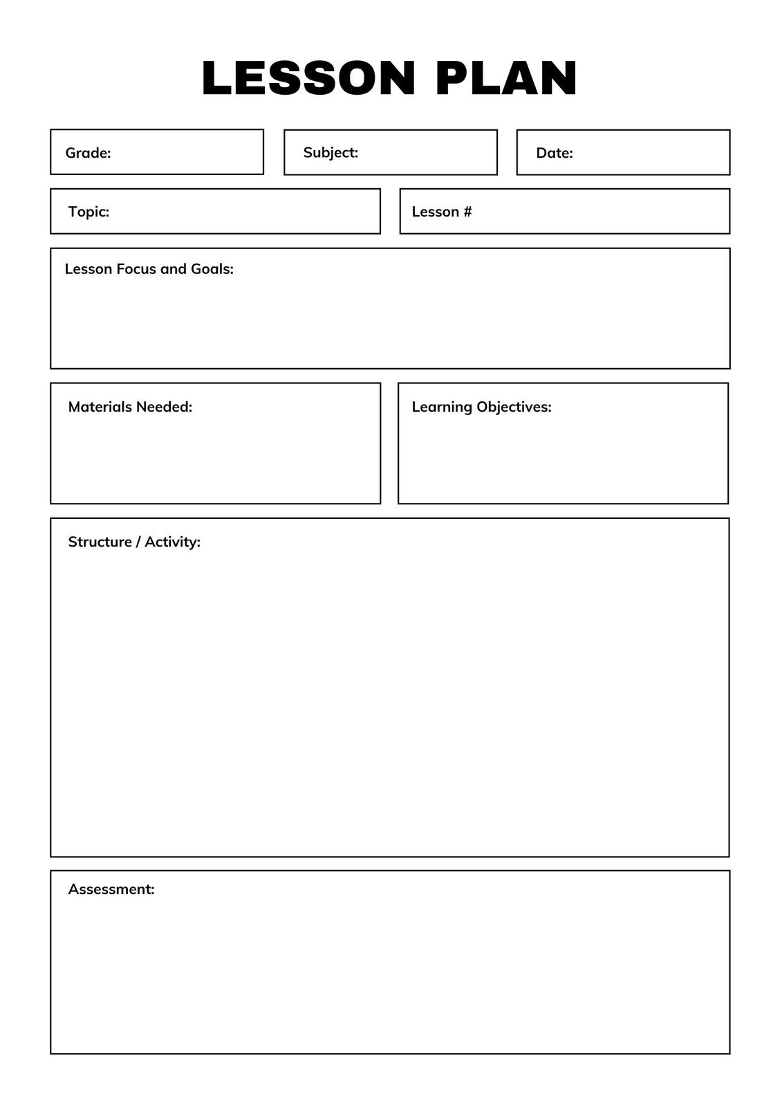 Lesson Plan Templates You Can Customize For Free | Canva intended for Free Printable Blank Lesson Plan Pages