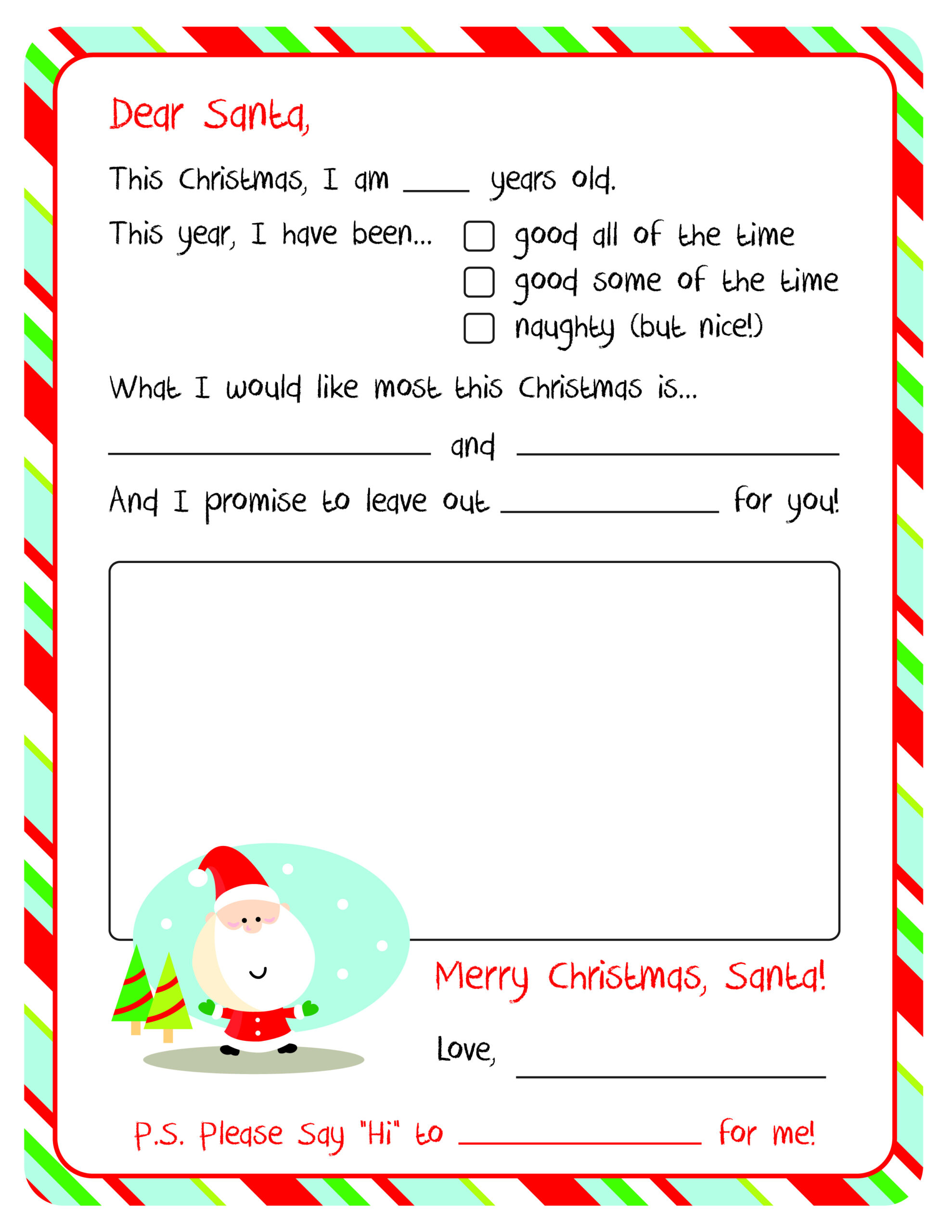 Letter To Santa – Free Printable for Free Printable Christmas Letters