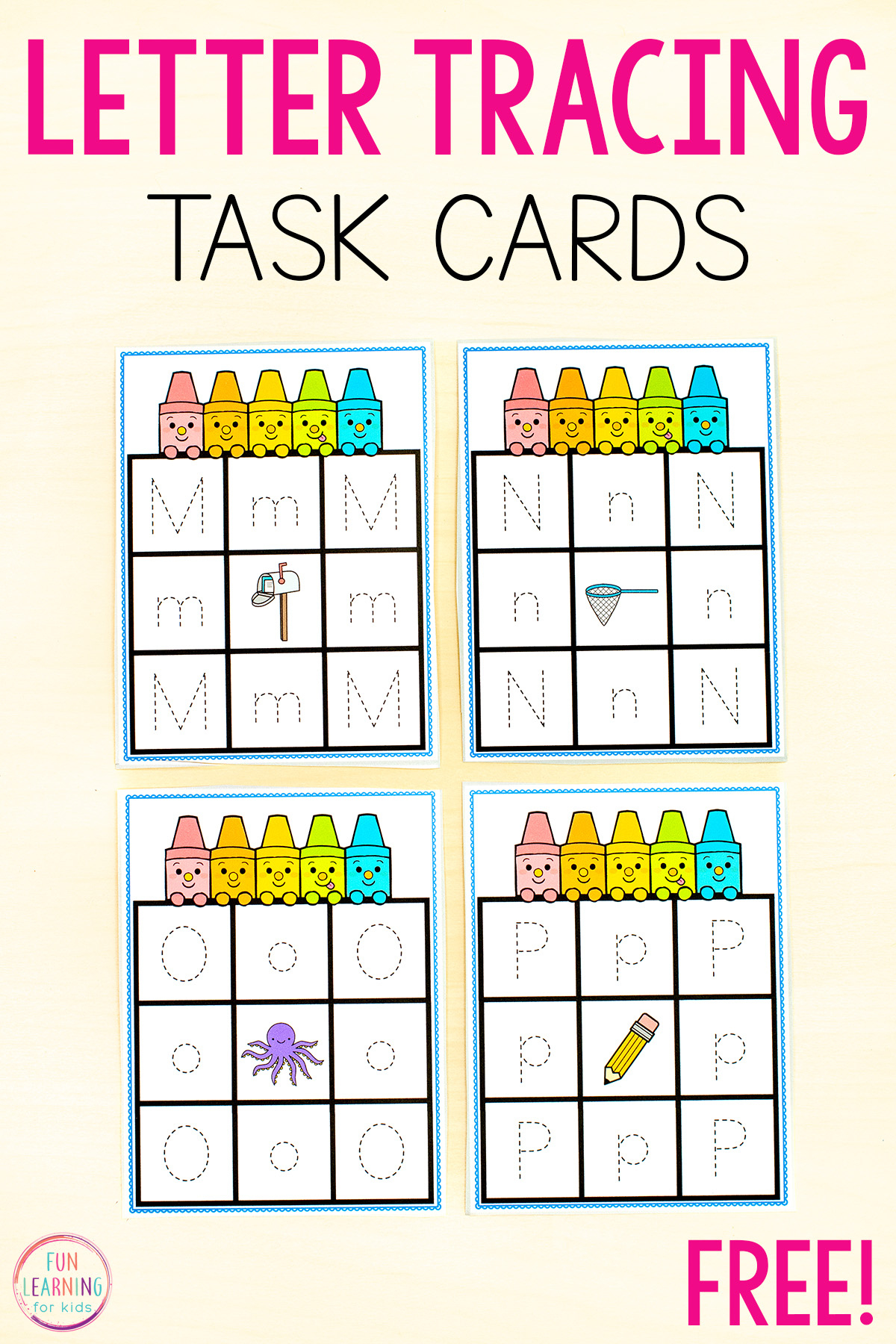 Letter Tracing Alphabet Task Cards for Free Printable Kindergarten Task Cards