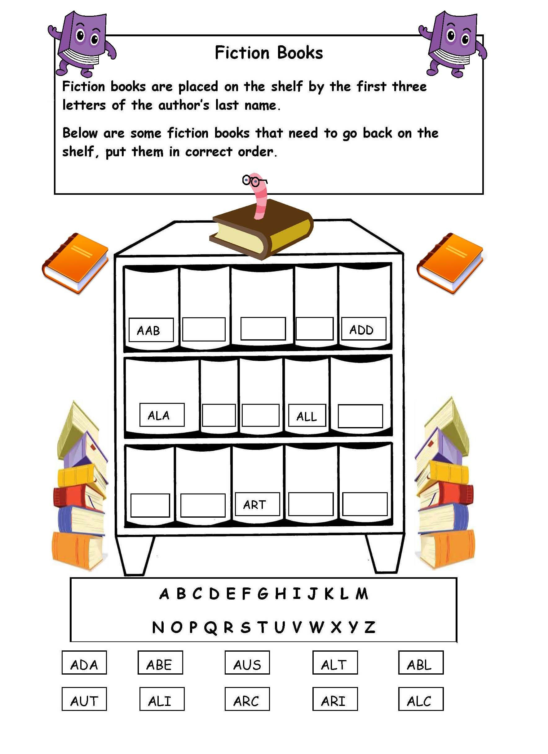 Library Activities For Kindergarten within Free Printable Library Skills Worksheets